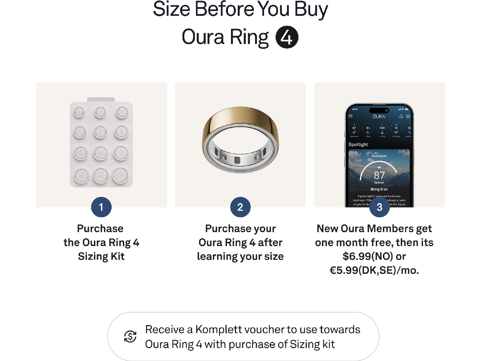Oura Ring 4 Smart Ring str. 7 (gull) -B-Grade Demo tilbehør til mobiler & klokker