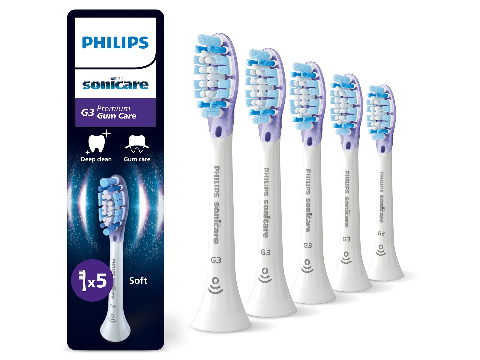 Philips Sonicare G3 Premium Gum Care tannbørstehoder (5 pack, vit) Tannbørstehoder