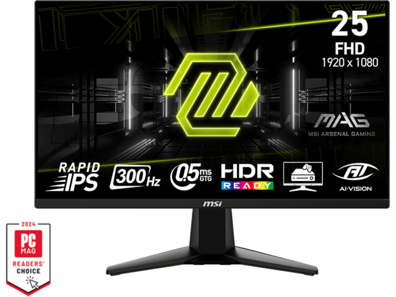 MSI 25" gamingskjerm MAG 255XF 1920x1080 IPS, 300hz, 0.5ms, 1000:1, HDMI/DP