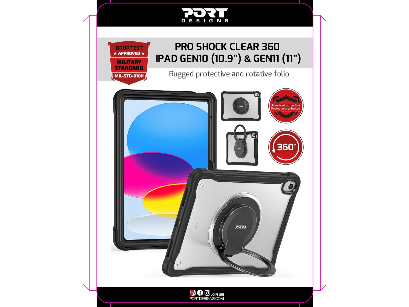 Port Design Pro Shock EDU case for iPad 10.9" & 11" Port Design Education case for iPad 10,9/11 (10./11.gen)