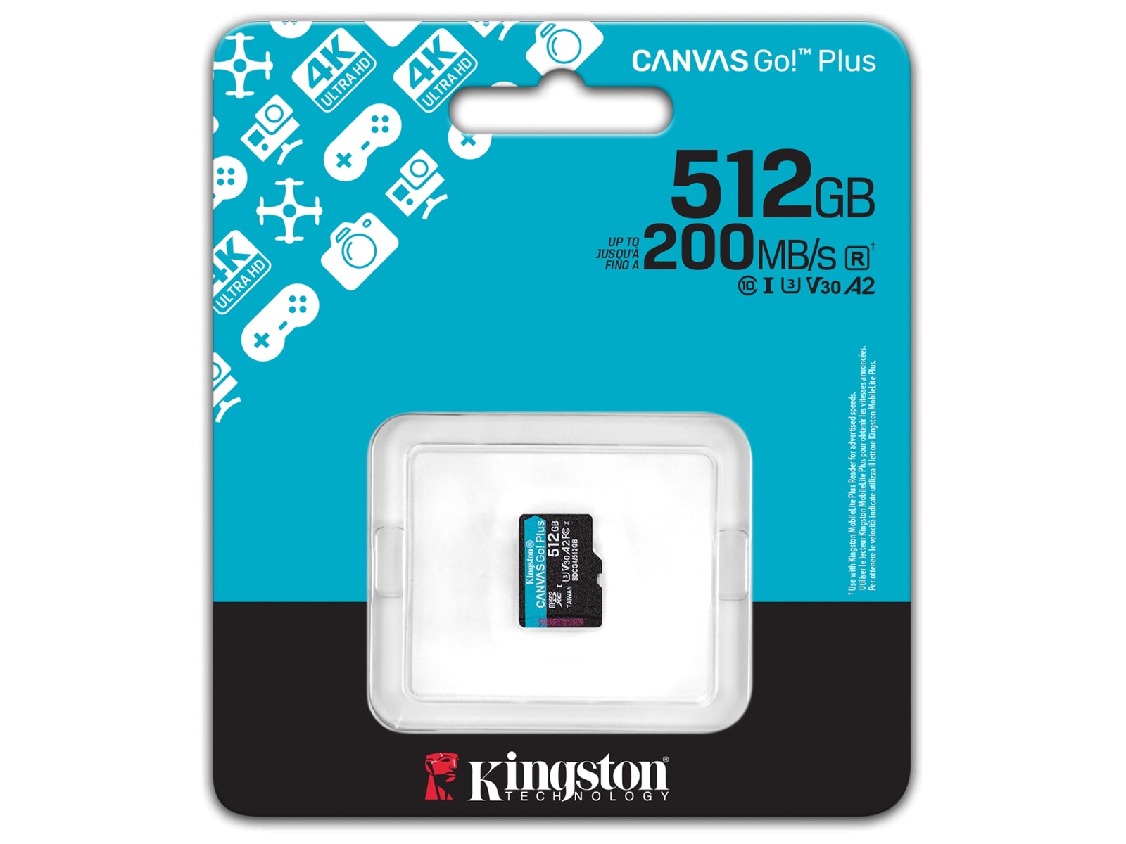 Kingston Canvas Go! Plus microSD 512GB Minnekort til foto & video