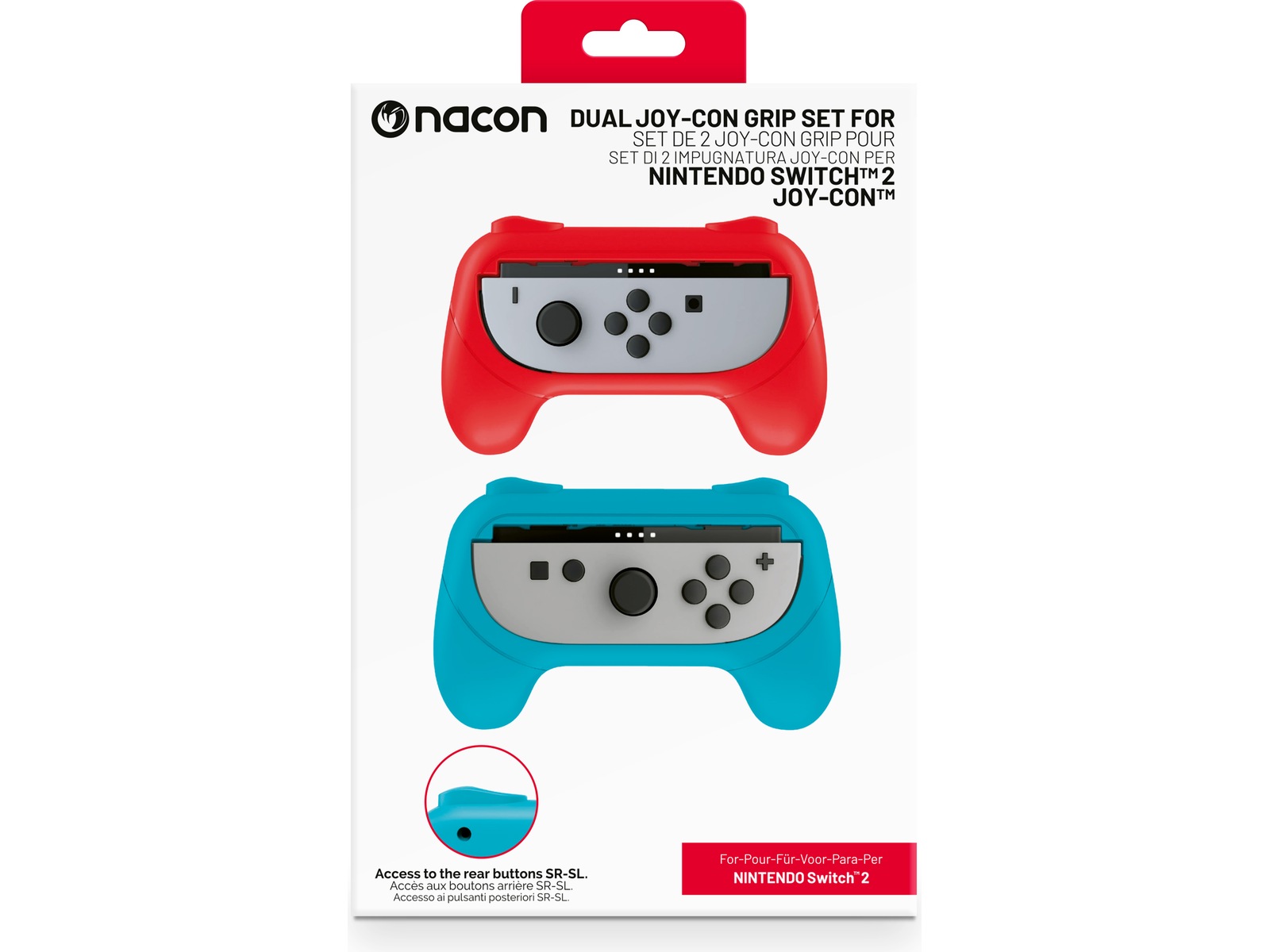 Nacon Joy-Con Grip for Nintendo Switch 2 (blå/rød) Tilbehør til spillkonsoller