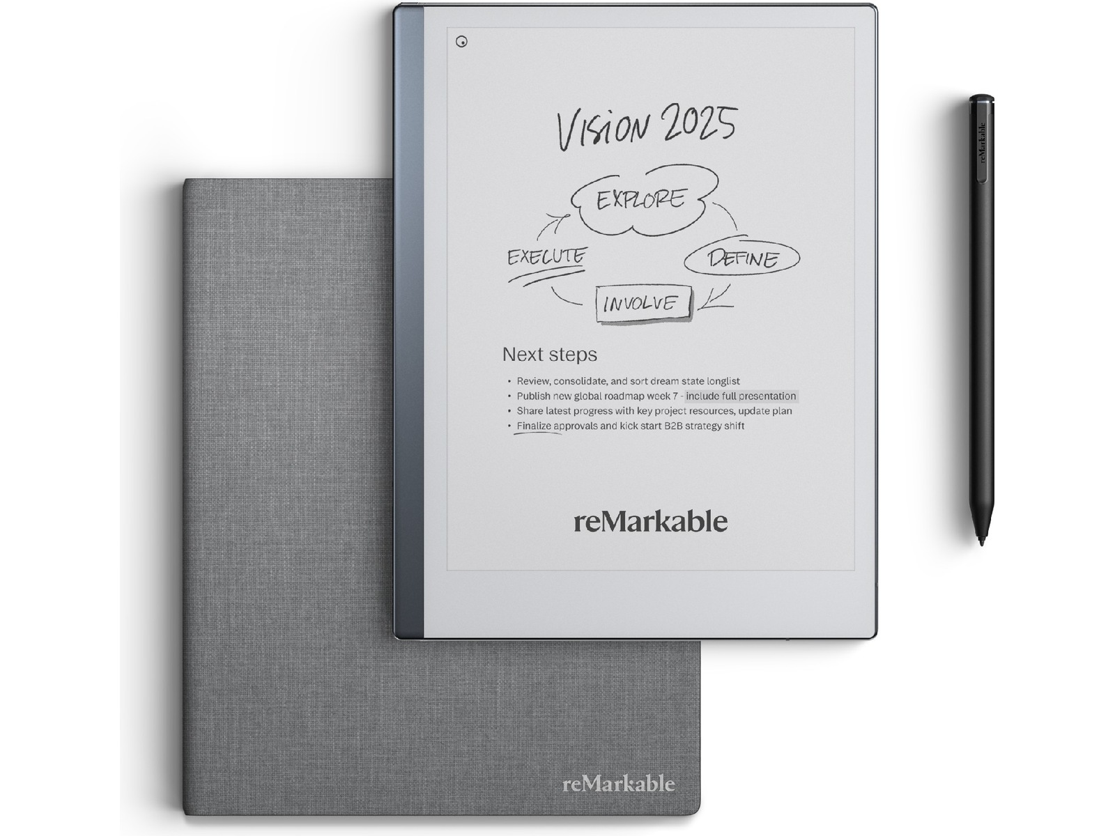 reMarkable 2 10,3" 8GB inkl. Marker Plus og Book Folio (grå polymervev) Digitale notatblokker