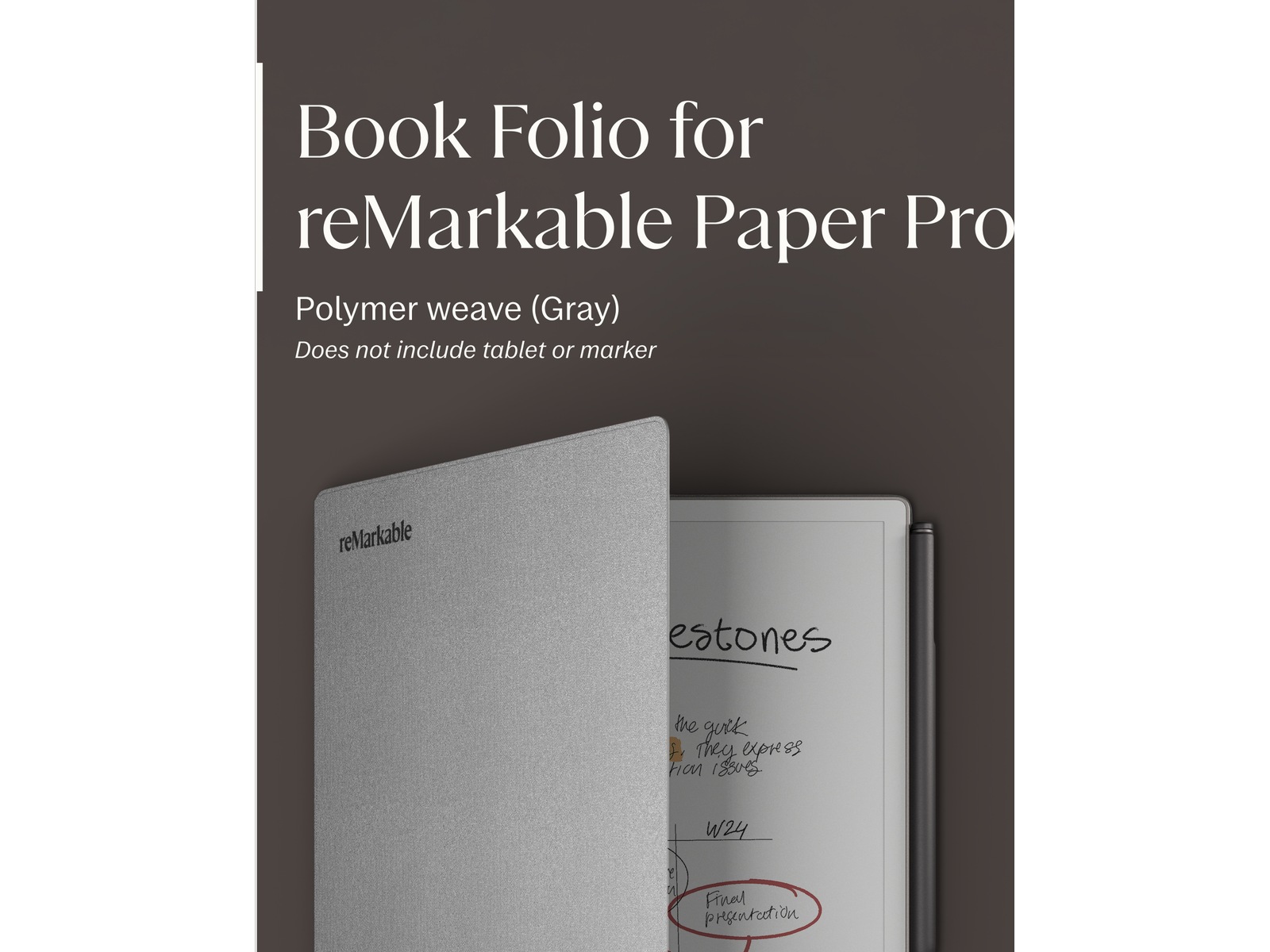 reMarkable Paper Pro Book Folio (grå) Tilbehør til digitale notatblokker