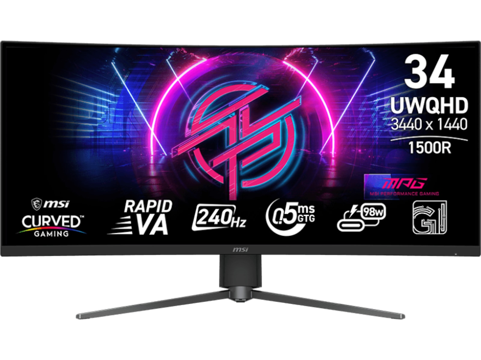 MSI 34" curved gamingskjerm MAG 346CQRF X24 3440x1440 VA, 240hz, 1ms
