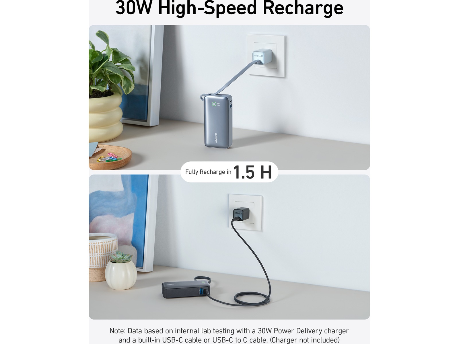 Anker 545 Nano Powerbank 10000mAh (sort) -B-Grade Demo tilbehør til mobiler & klokker