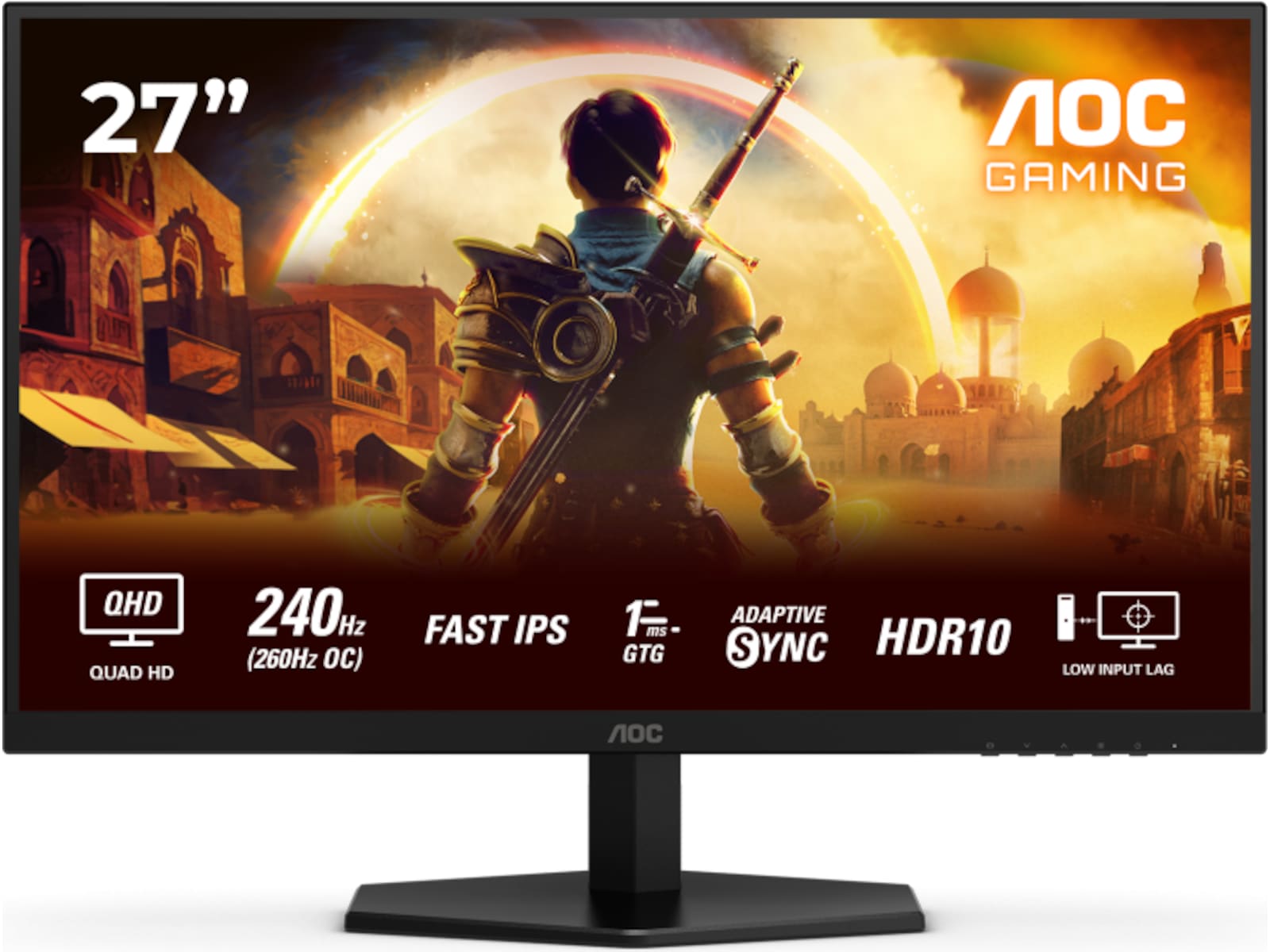AOC 27" gamingskjerm Q27G42ZE 2560x1440 IPS, 240hz, 0.3ms, 1000:1, HDR10, 2xHDMI/DP