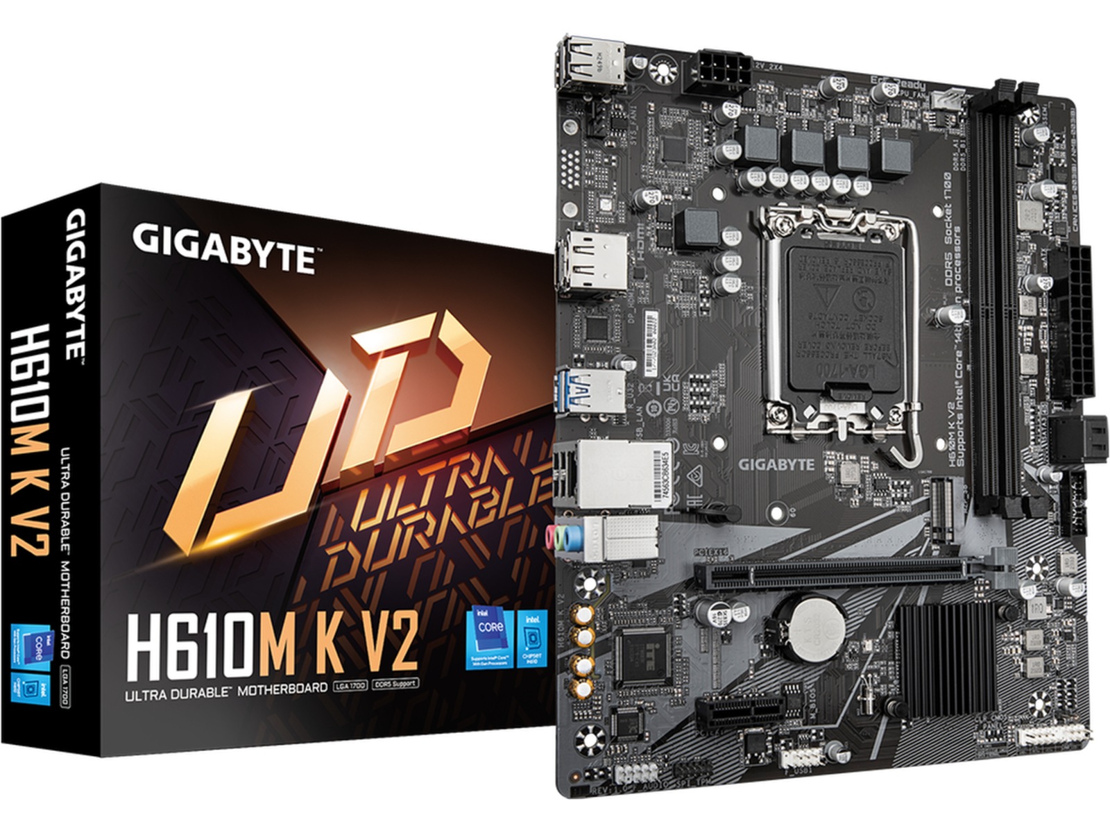 Gigabyte H610M K V2 Hovedkort LGA 1700, Micro ATX, DDR5, 1 x PCIe 4.0, 1x M.2
