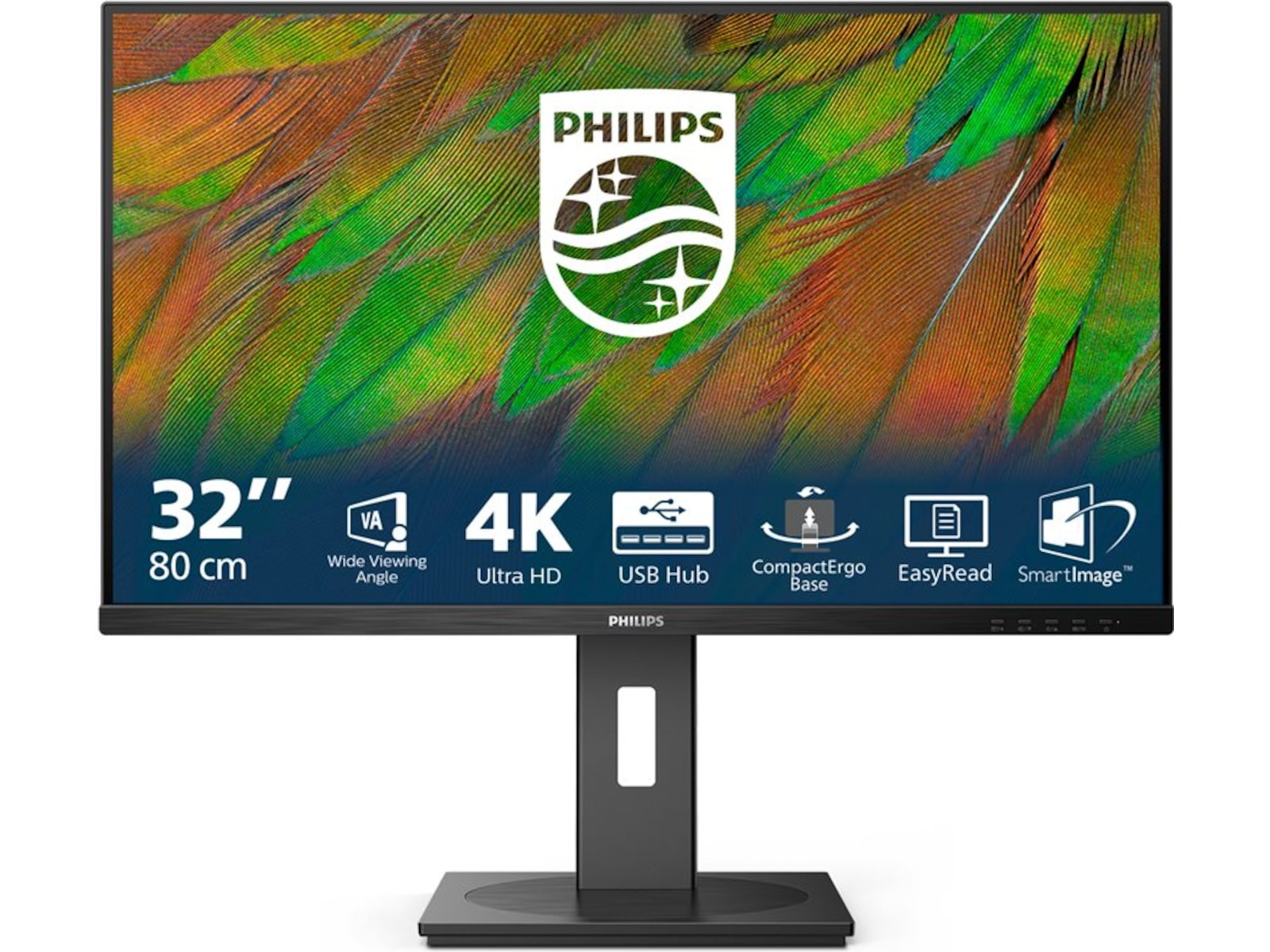 Philips 32" 4K skjerm 32B1N3800/00 3840x2160 VA, 4ms, 3500:1, høyttalere, 2xHDMI/DP