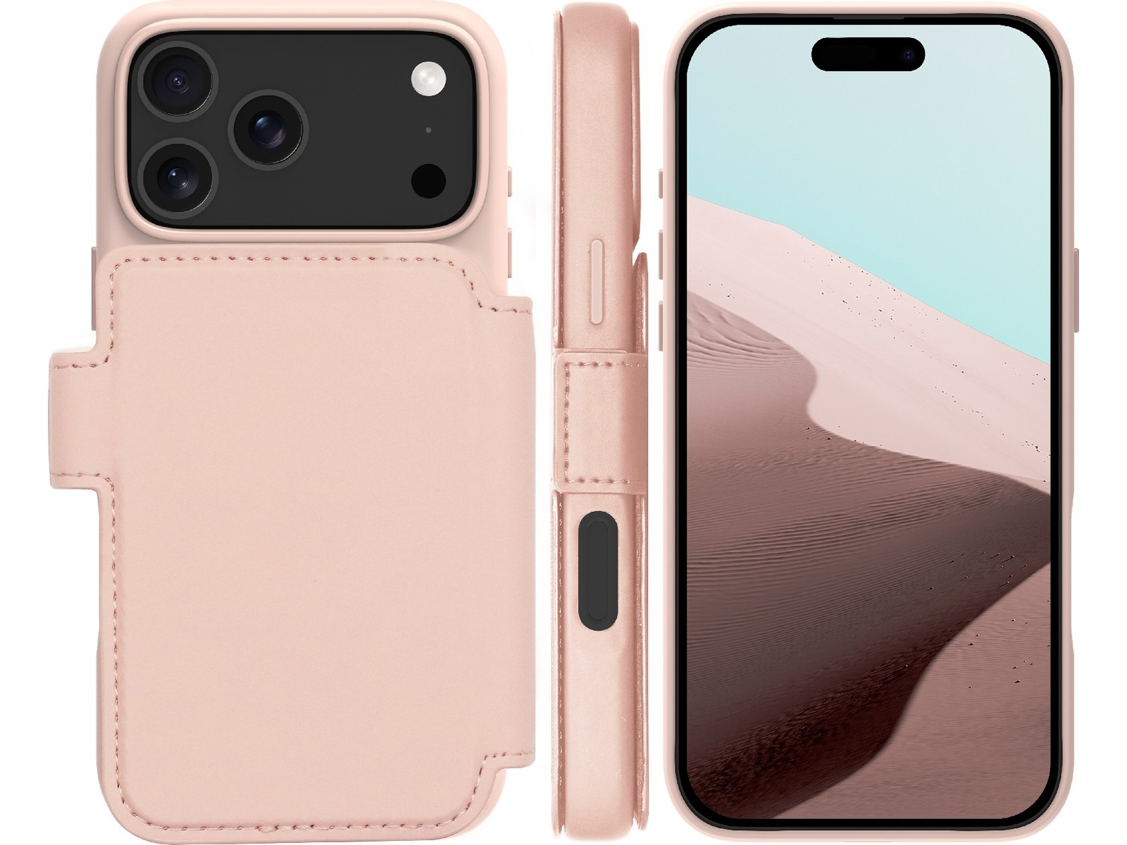 dbramante1928 iPhone 17 Pro Max Lynge 2-i-1 Lommebokdeksel (pink sand) Mobildeksel