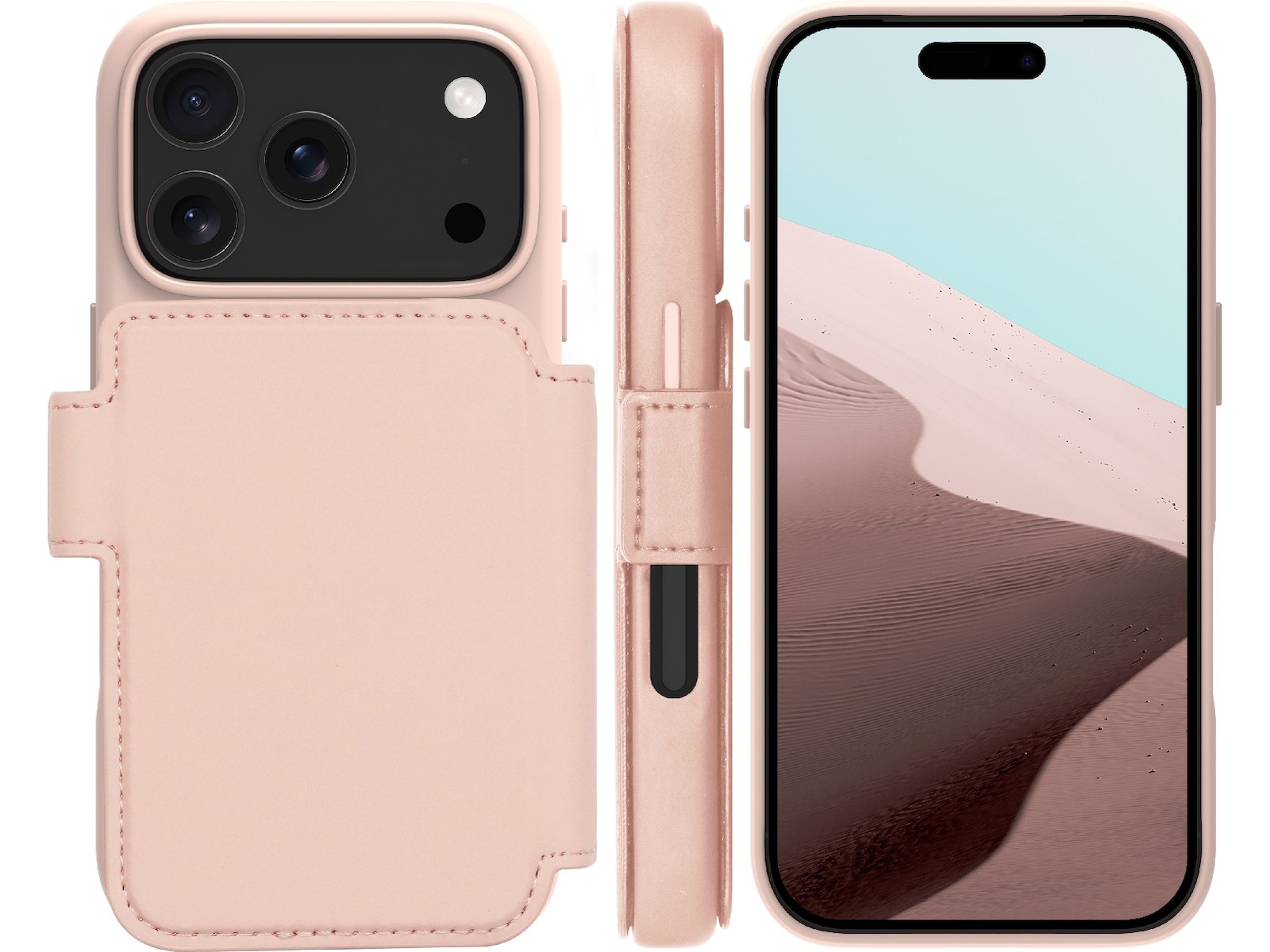 dbramante1928 iPhone 17 Pro Lynge 2-i-1 Lommebokdeksel (pink sand) Mobildeksel