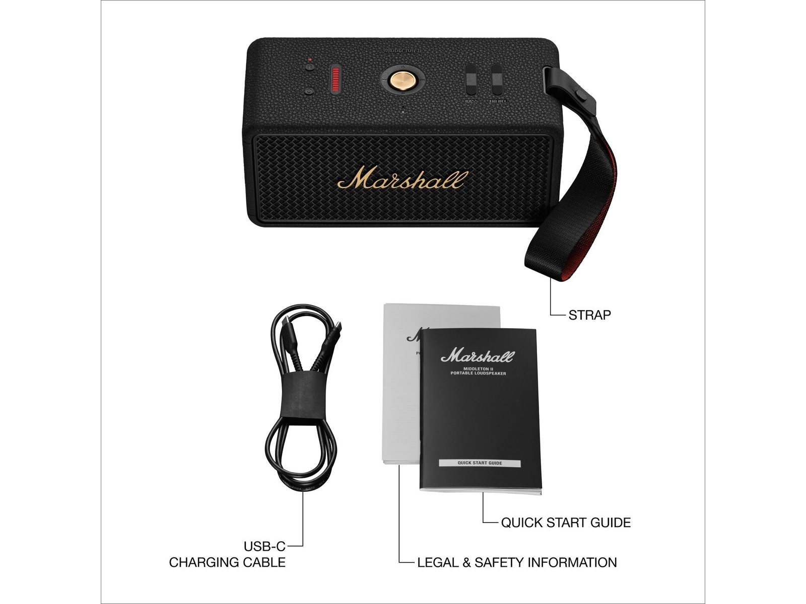 Marshall Middleton II Trådløs bluetooth høyttaler (sort/messing) Trådløs / Bluetooth-høyttaler