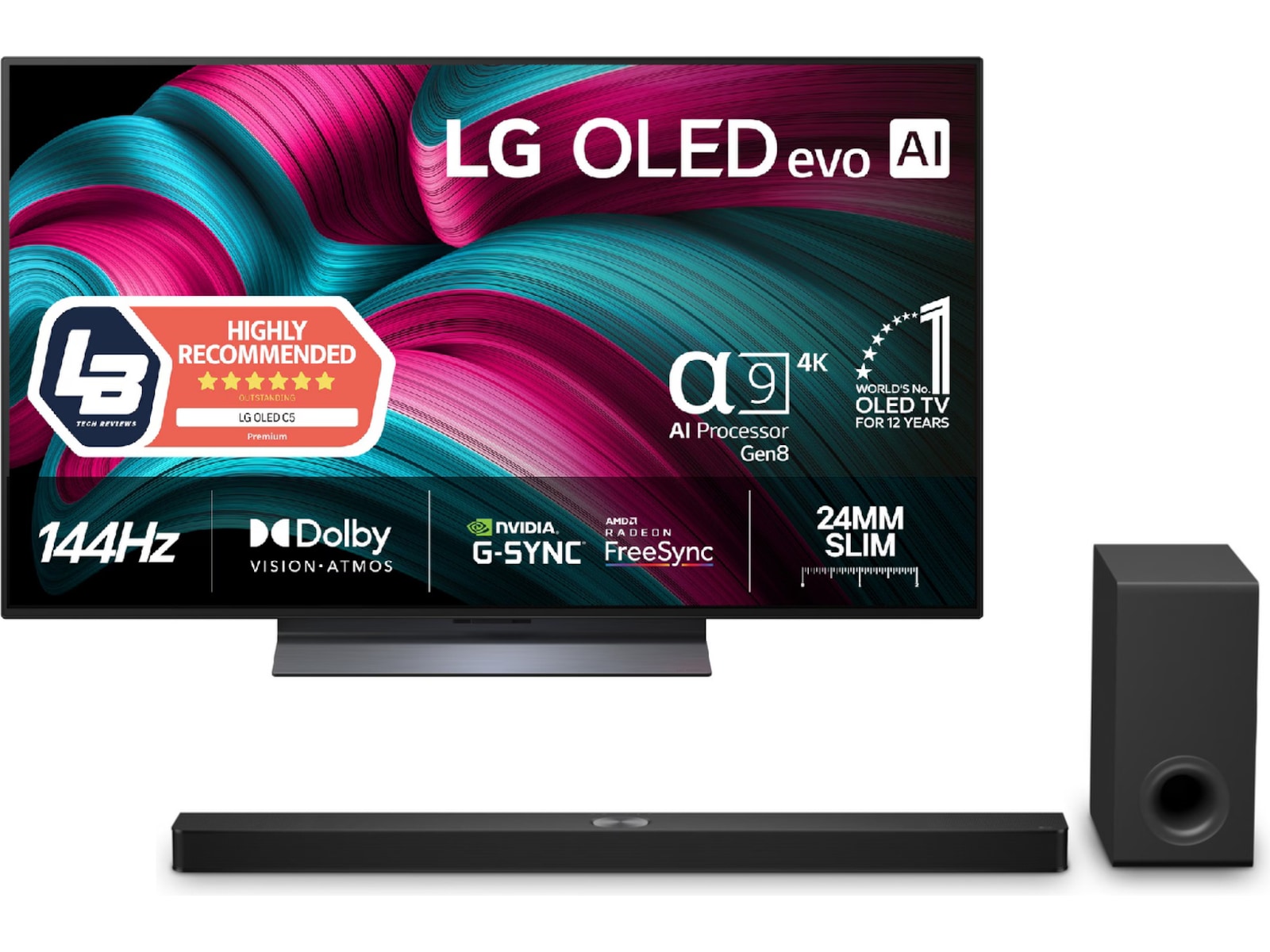 LG 48" C5 AI 4K OLED Smart TV (2025) Bundle 20 - 49 tommer TV