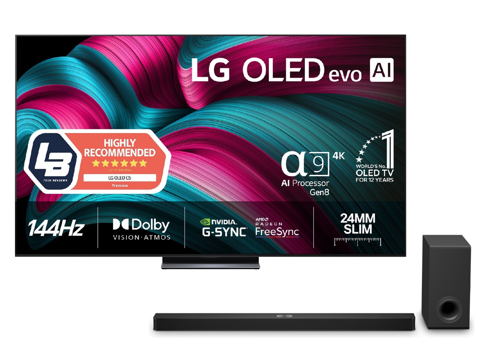 LG 83" C5 AI 4K OLED Smart TV (2025) + Soundbar Over 80 tommer TV