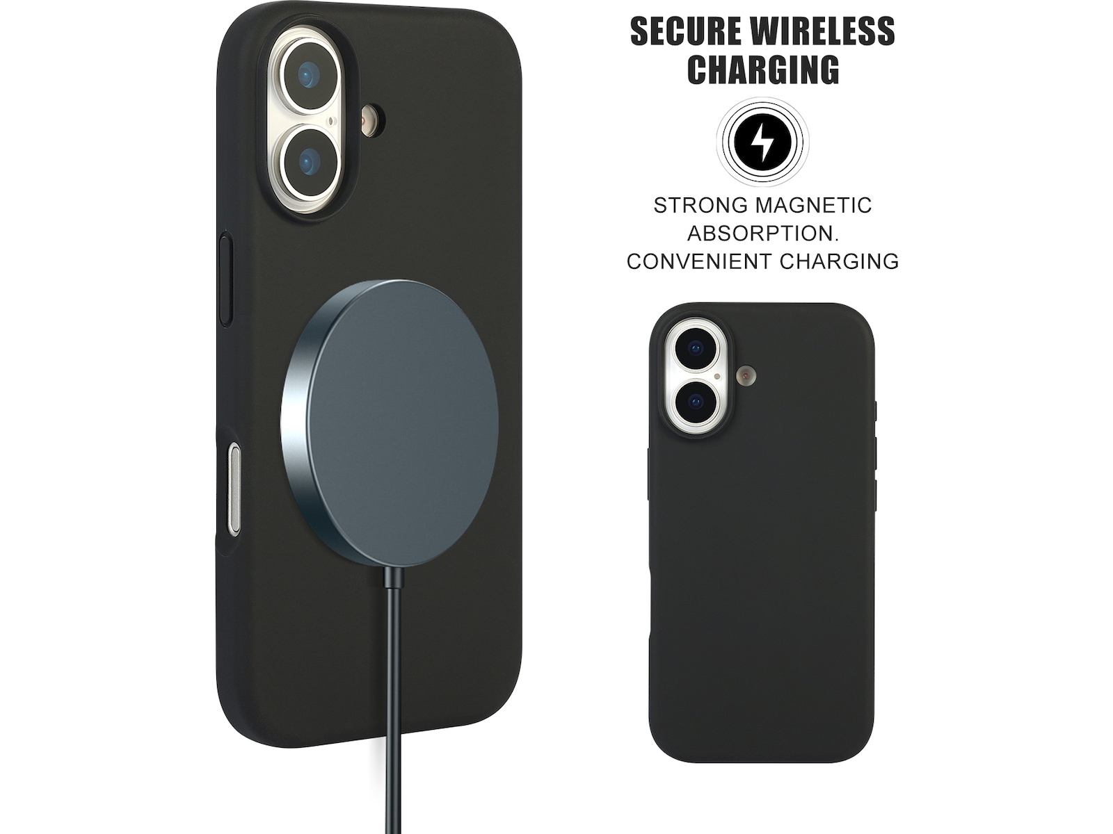 iiglo iPhone 17 Magnetic Silikondeksel (sort) Mobildeksel