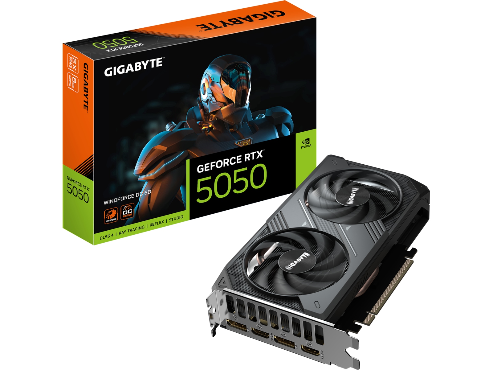 Gigabyte GeForce RTX 5050 Windforce OC 8G Skjermkort, PCI Express 5.0, 8GB GDDR6, 128bit