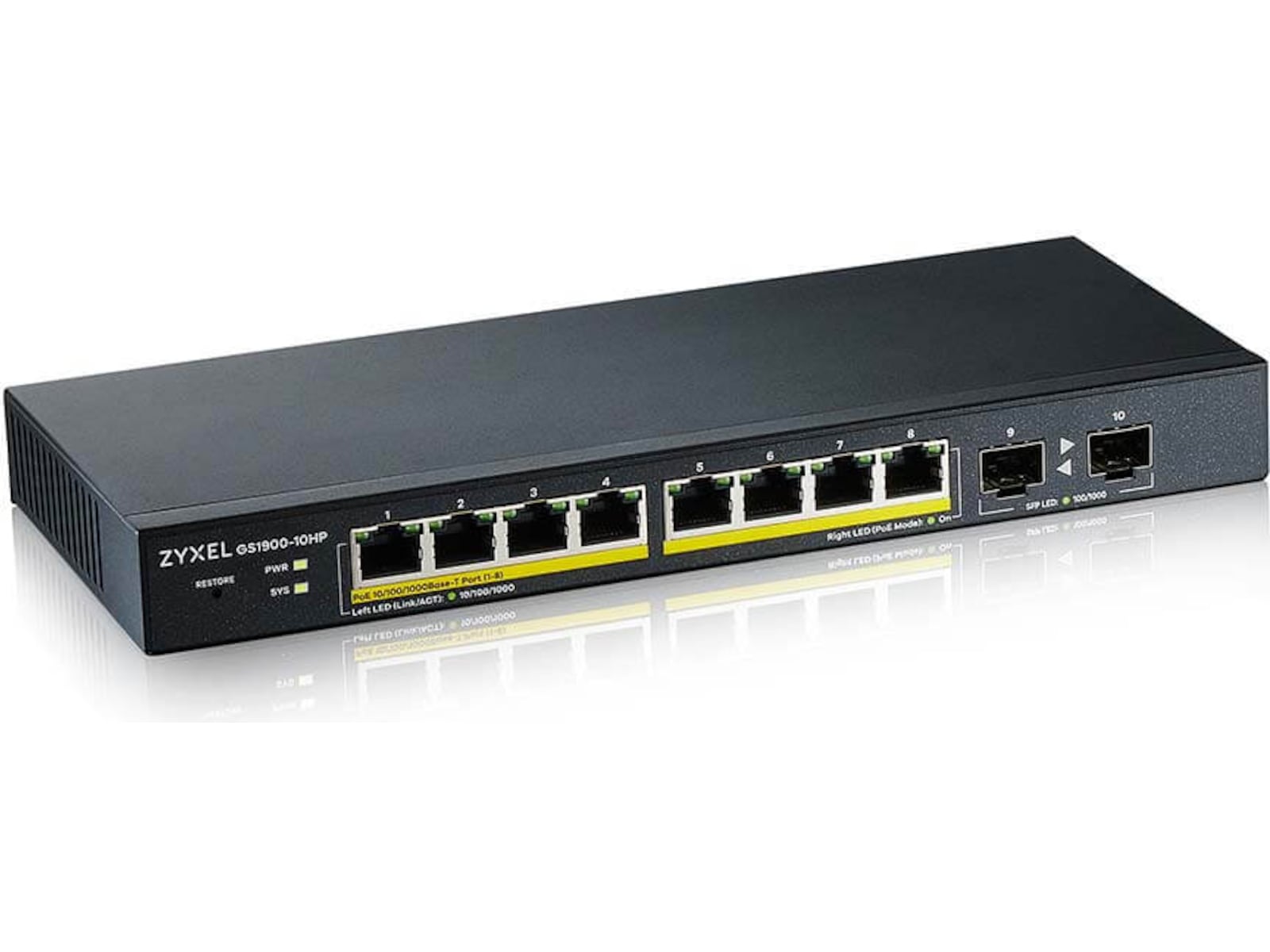 Zyxel Switch GS1900-10HP 10-port gigabit POE 77w