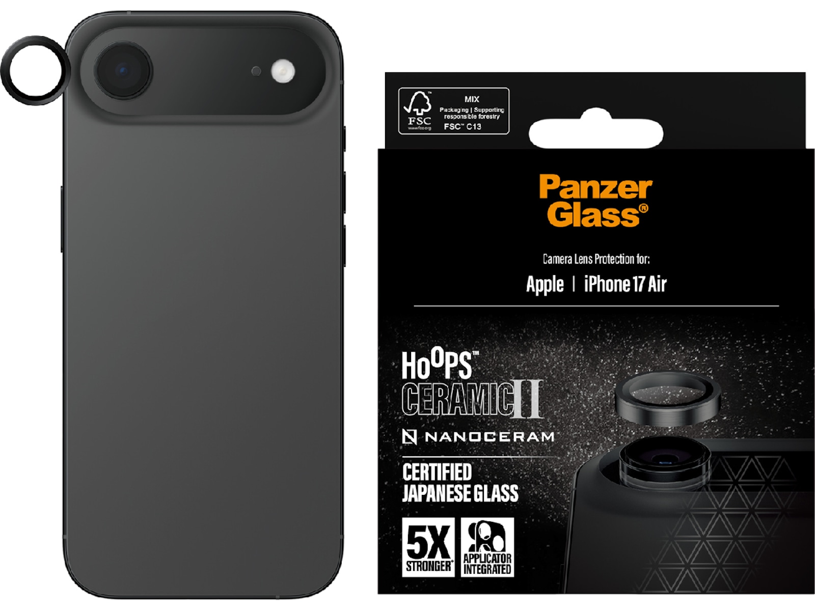 PanzerGlass iPhone Air Hoops Ceramic II Linsebeskytter Skjermbeskytter