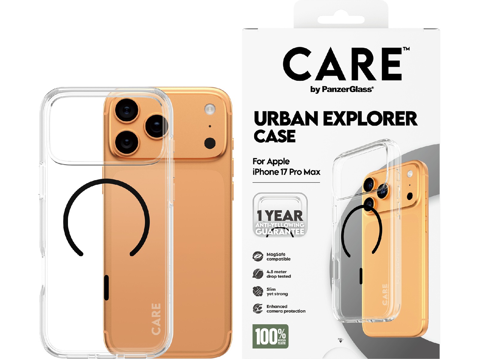 PanzerGlass CARE iPhone 17 Pro Max Urban Explorer deksel (gjennomsiktig/sort) Mobildeksel