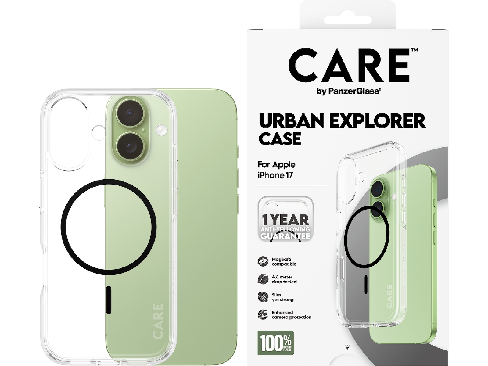 PanzerGlass CARE iPhone 17 Urban Explorer deksel (gjennomsiktig/sort) Mobildeksel