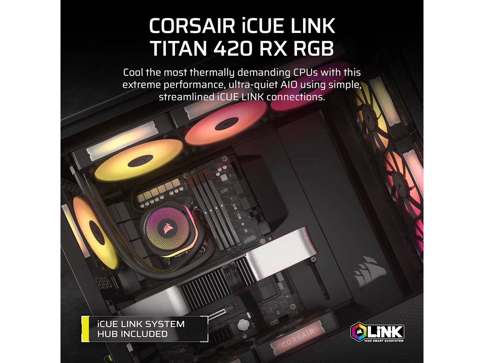 Corsair iCUE LINK TITAN 420 RX RGB AIO Kjøler (sort) CPU - Vannkjøling