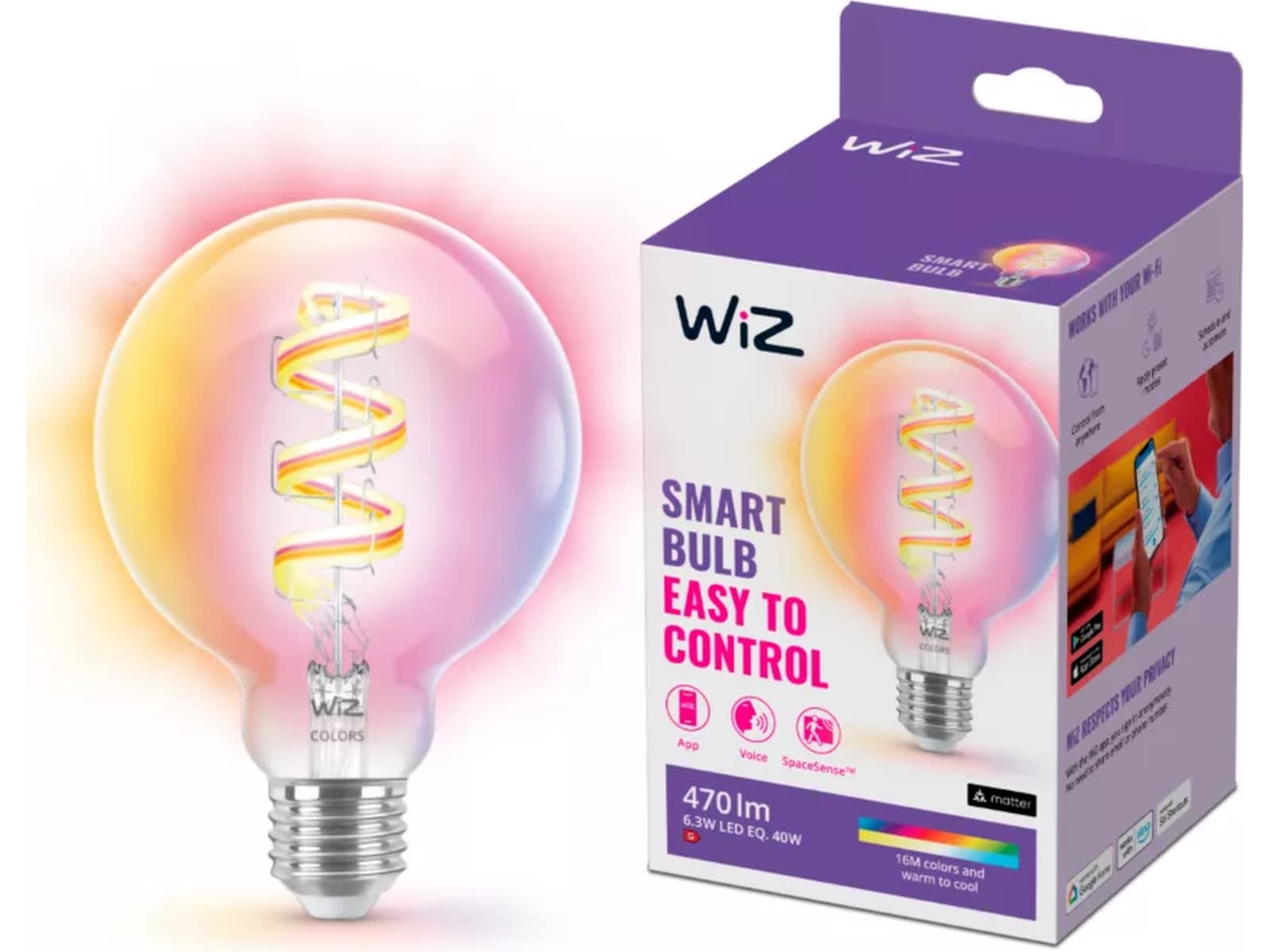 WiZ Klar 40W G95 E27 RGB Lyspære Lyspærer & LED-pærer
