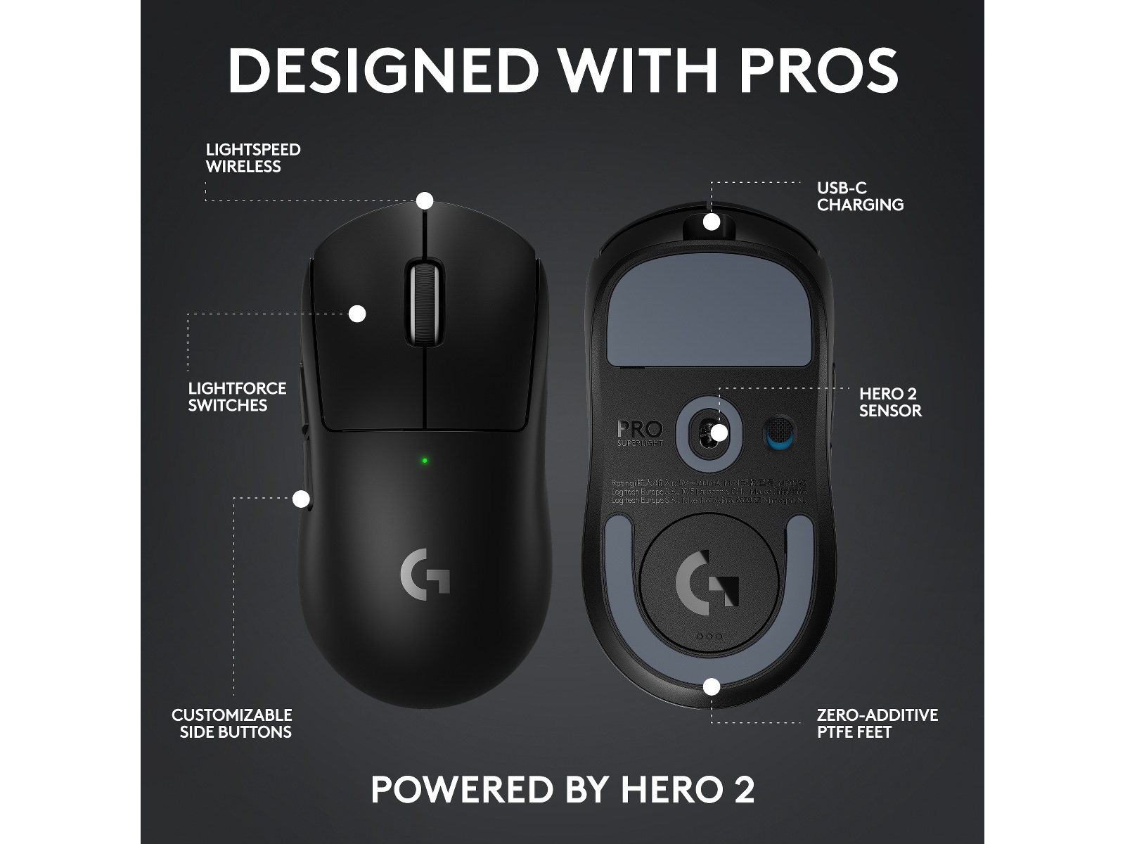 Logitech Pro X Superlight 2c Trådløs Gamingmus (hvit) Gamingmus