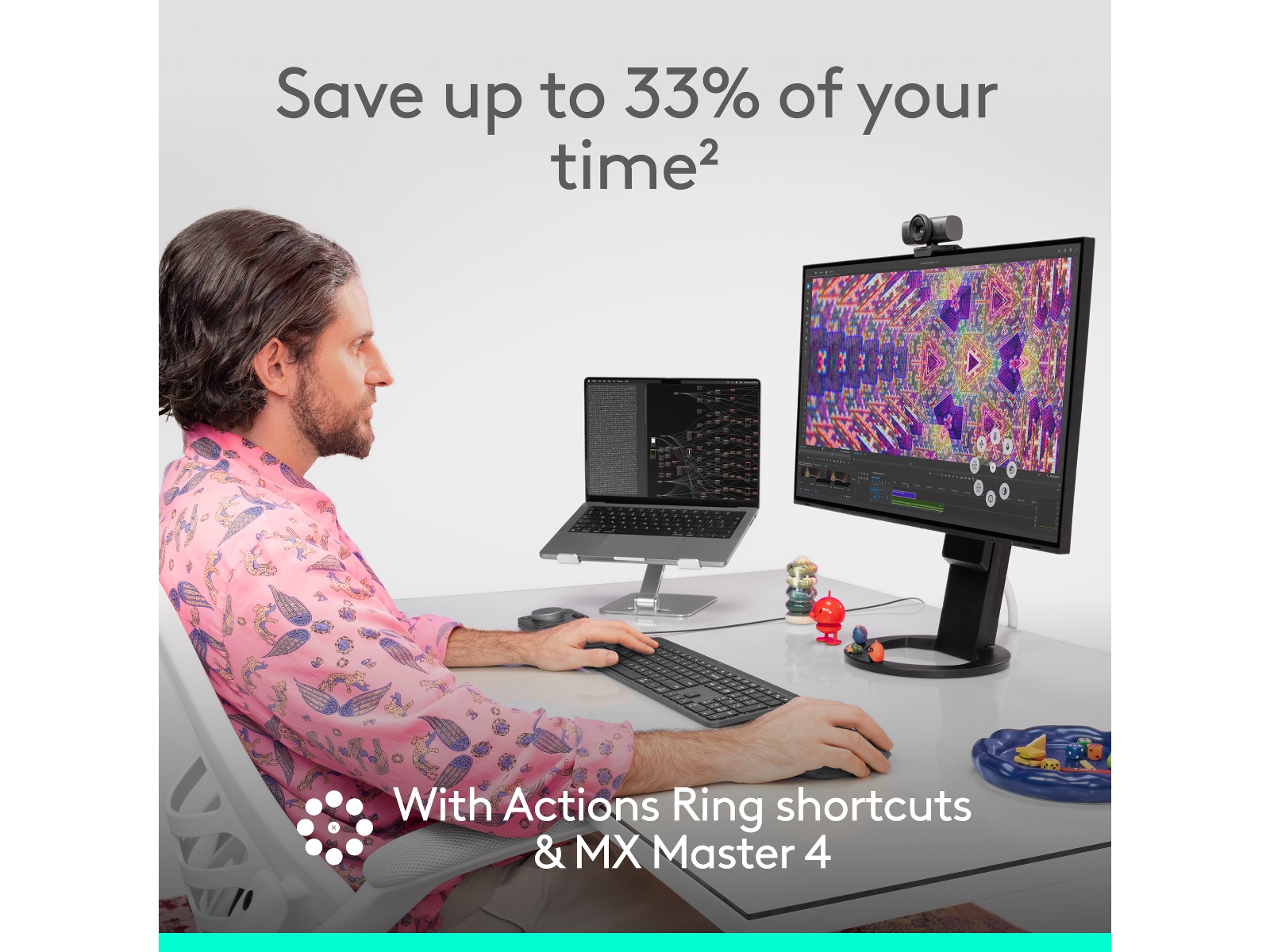Logitech MX Master 4 Trådløs Ergonomisk Mus (lysegrå) Mus