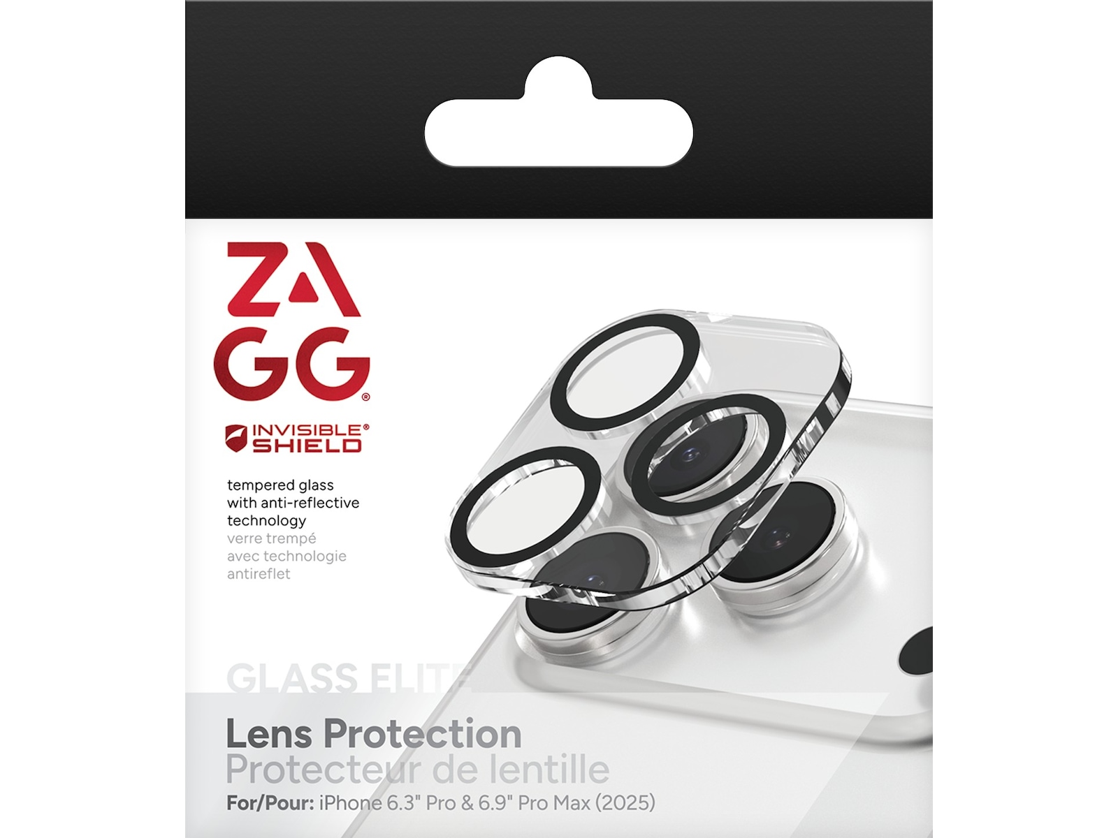 InvisibleShield Glass Elite iPhone 17 Pro/Pro Max Linsebeskytter (sort) Skjermbeskytter