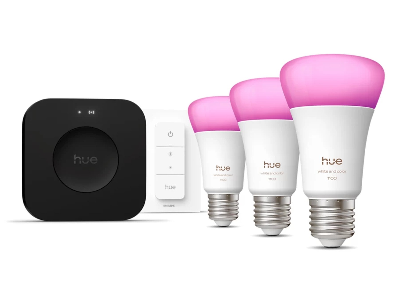 Philips Hue WCA Startpakke (3x E27 + Dimmer + Bridge Pro) Lyspærer & LED-pærer