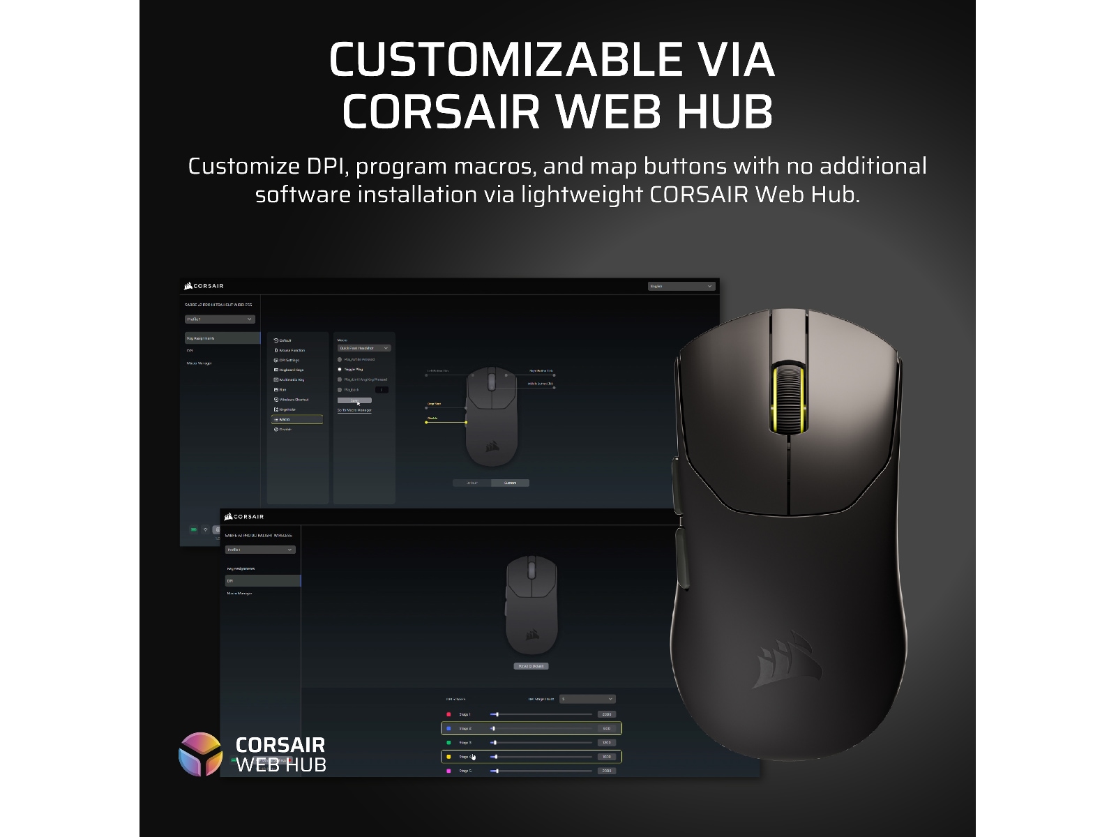 Corsair Sabre v2 Pro Ultralight Trådløs Gaming Mus (sort) Gamingmus