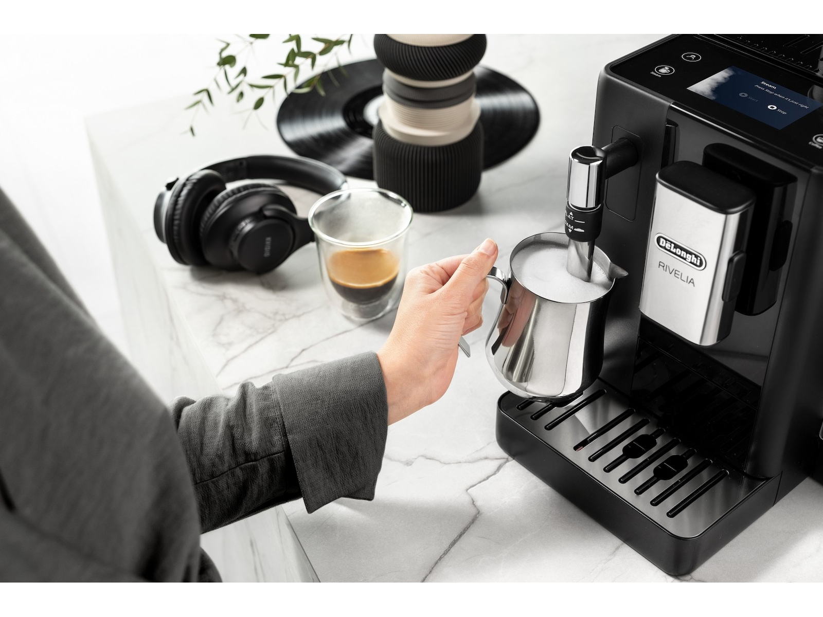 DeLonghi Rivelia EXAM440.35.B automatisk kaffemaskin -B-Grade Demo hjem & fritid
