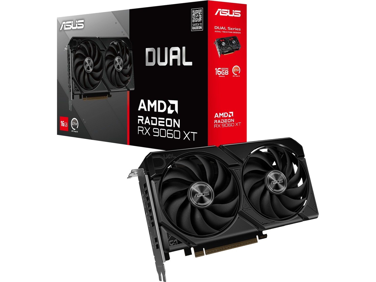ASUS Dual Radeon RX 9060 XT Skjermkort, PCI Express 5.0, 16GB GDDR6