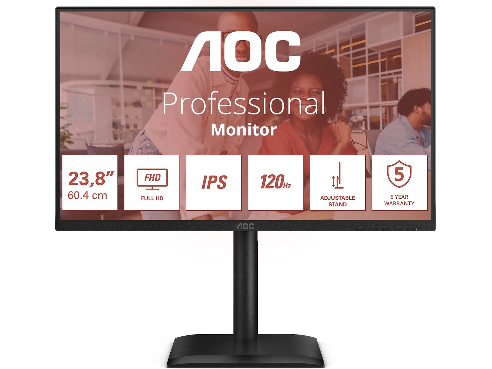 AOC 24" skjerm 24E4U 1920x1080 IPS, 120hz, 4ms, 1500:1, VGA/HDMI/DP