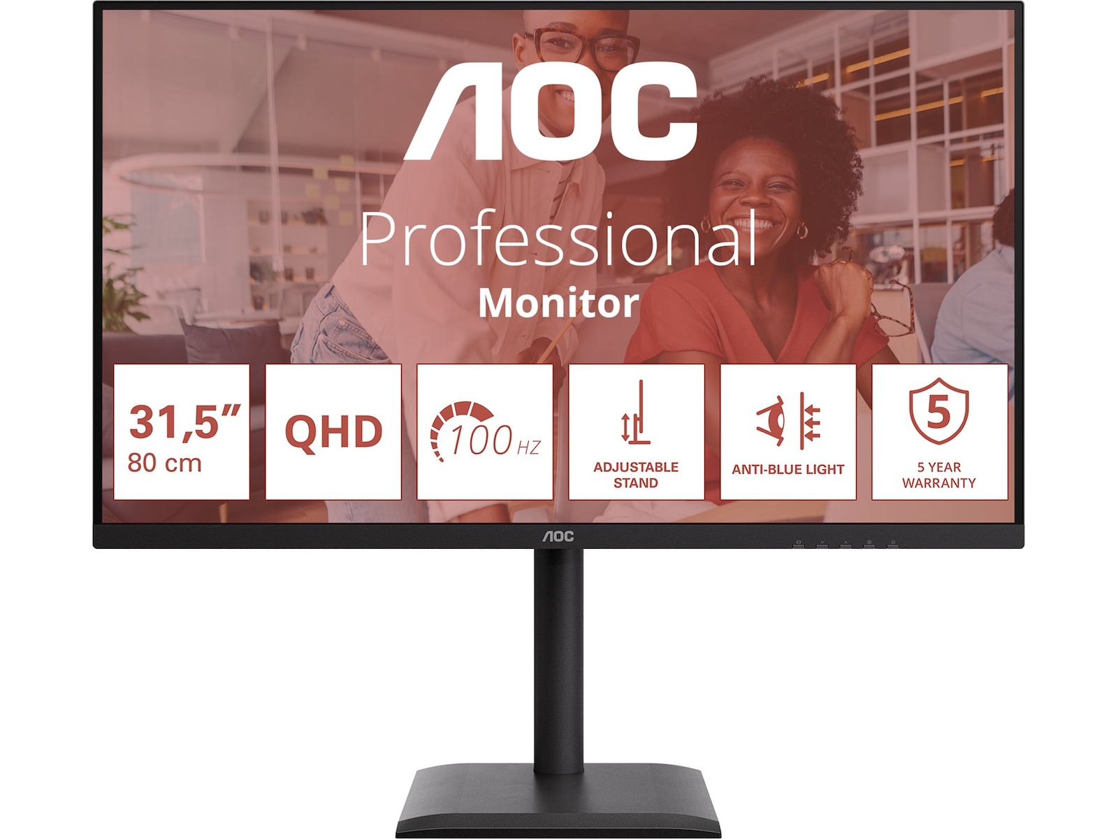 AOC 32" skjerm Q32E4U 2560x1440 IPS, 100hz, 4ms, 1000:1, 2xHDMI/DP