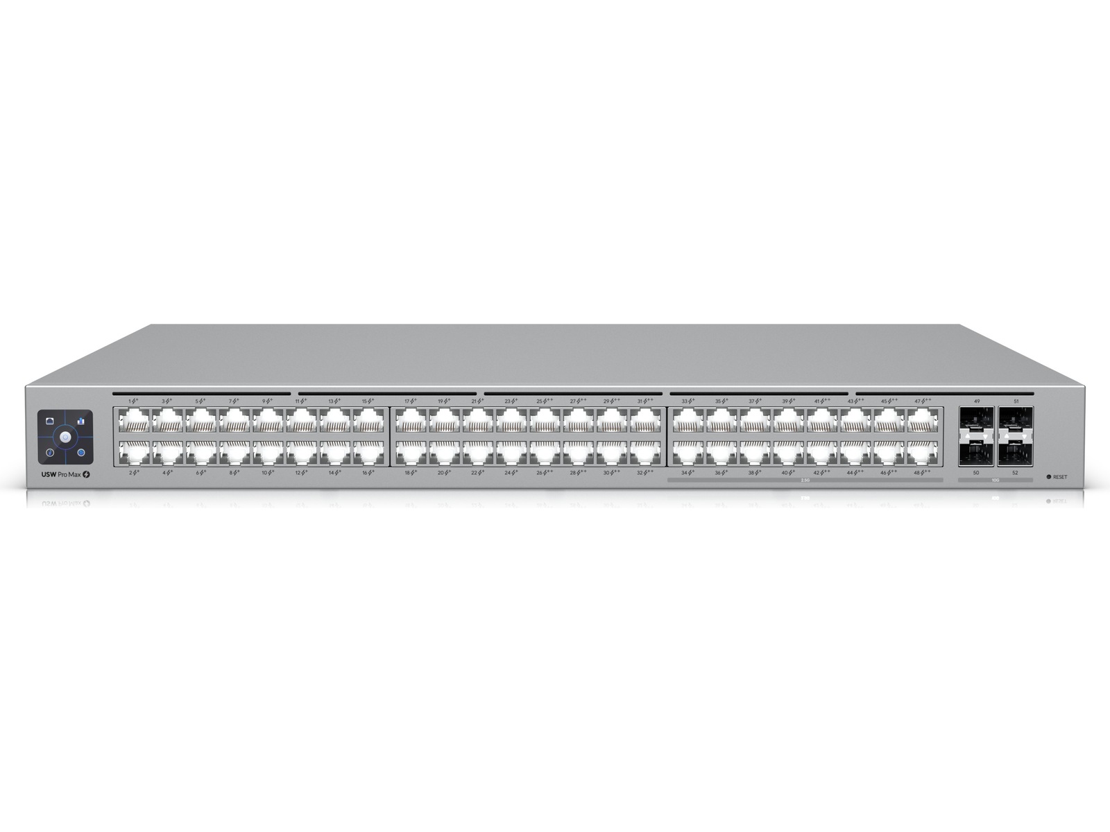 Ubiquiti UniFi Pro Max 48 PoE Switch 48-ports Layer 3 Etherlighting™-svitsj med 2,5 GbE og PoE++-utgang.