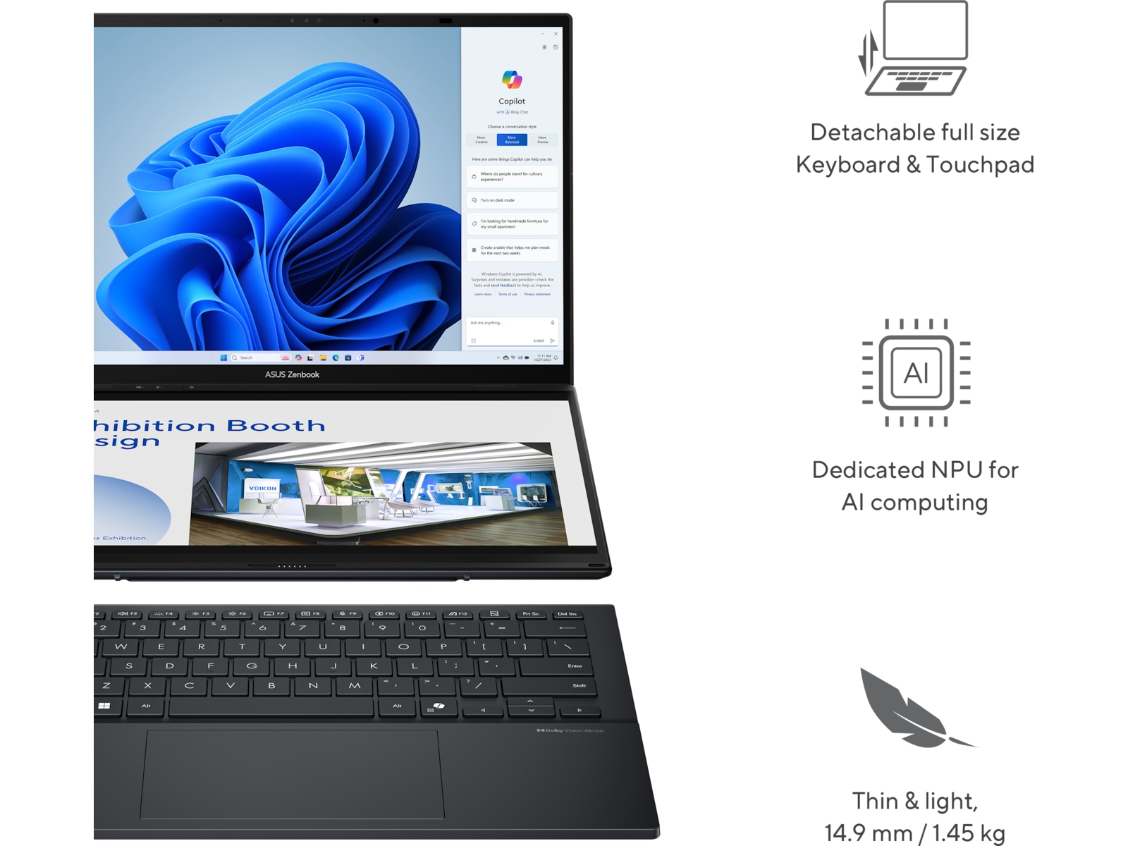 ASUS Zenbook Duo 14" 3K OLED Touch -B-Grade Demo bærbar PC