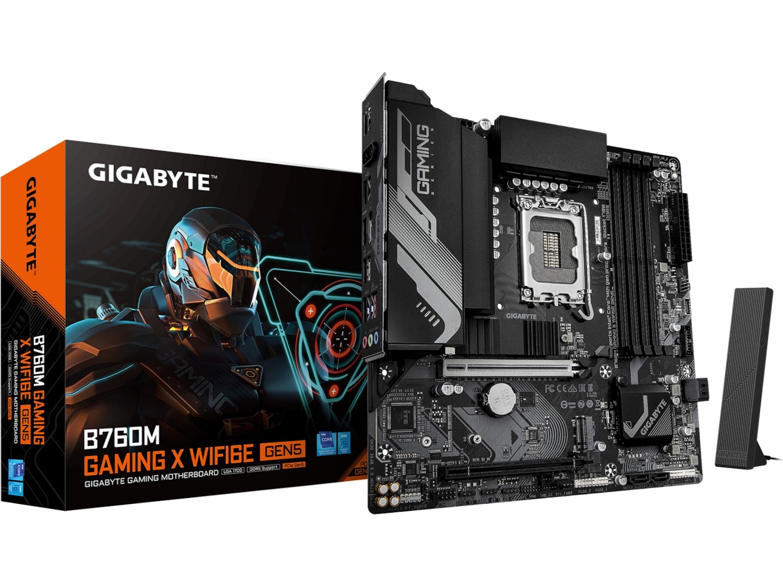 Gigabyte B760M GAMING X WF6E GEN5 Hovedkort LGA 1700, Micro ATX, DDR5, 1x PCIe 5.0, 2x M.2