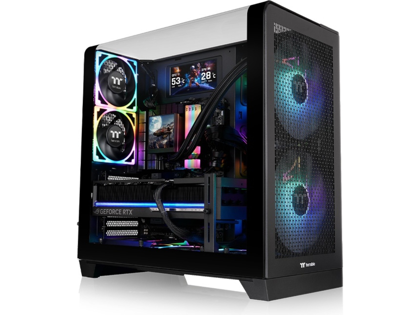 Thermaltake View 390 Air Mid Tower (sort) Mini ITX/Micro ATX/ATX, 4mm herdet glass