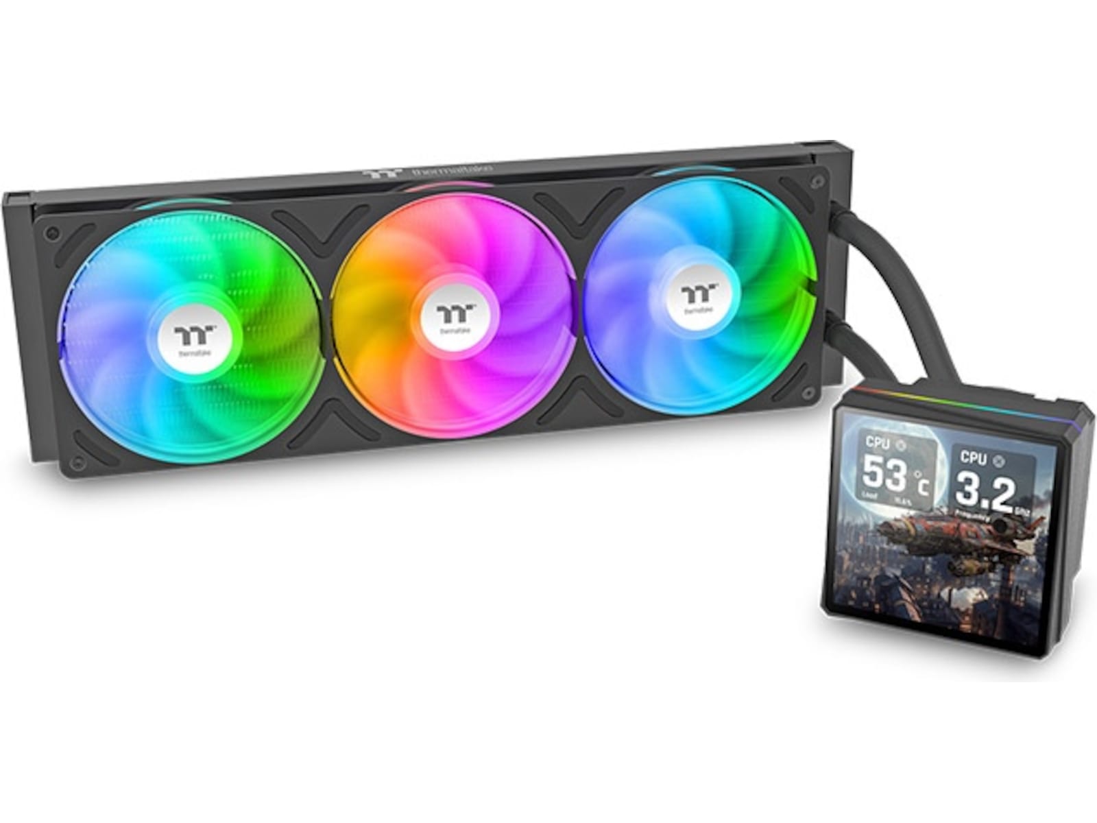 Thermaltake TH360 V3 Ultra ARGB Sync AIO-kjøler 360 mm, ntel LGA 2066/2011-3/2011/1851/1700, AM 5/4, 37,8 dB-A,