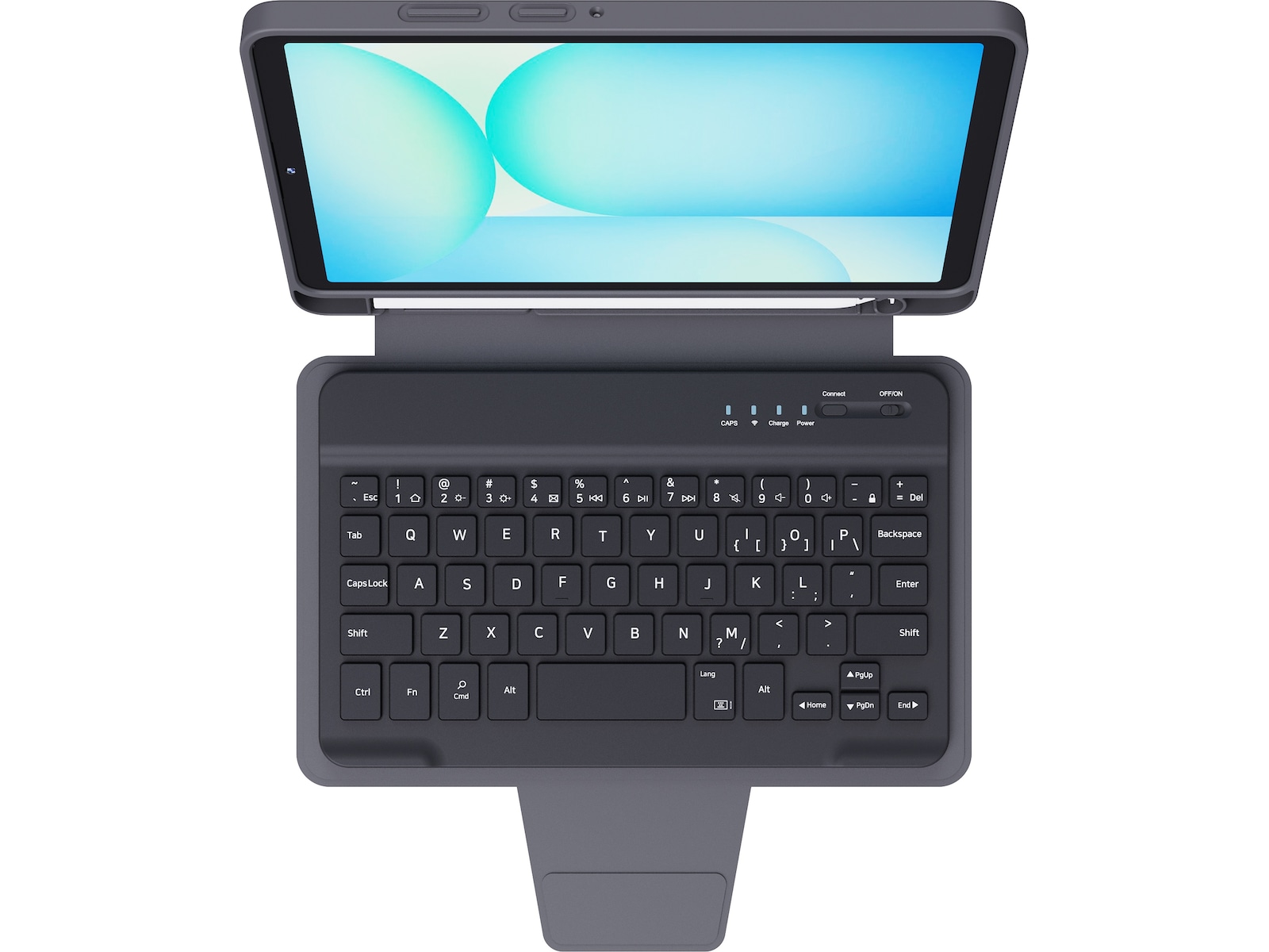 Samsung Galaxy Tab A11 2-i-1 Tastaturdeksel (grå) Bluetooth 5.0, avtakbart tastatur, spor for S Pen