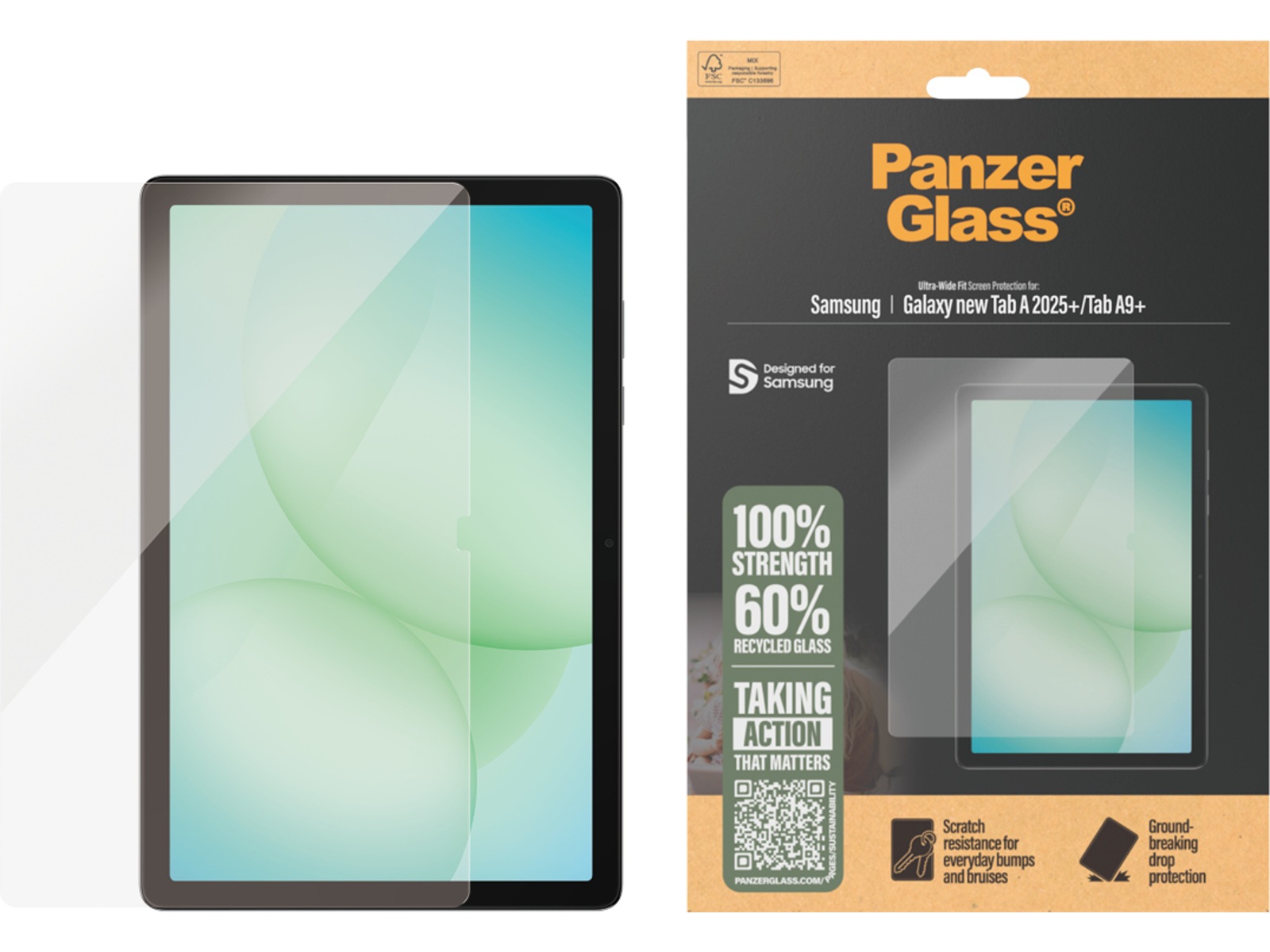 PanzerGlass Galaxy Tab A11+ | Tab A9+ Skjermbeskytter Galaxy Tab A11+ | Tab A9+ Ultra-Wide Fit