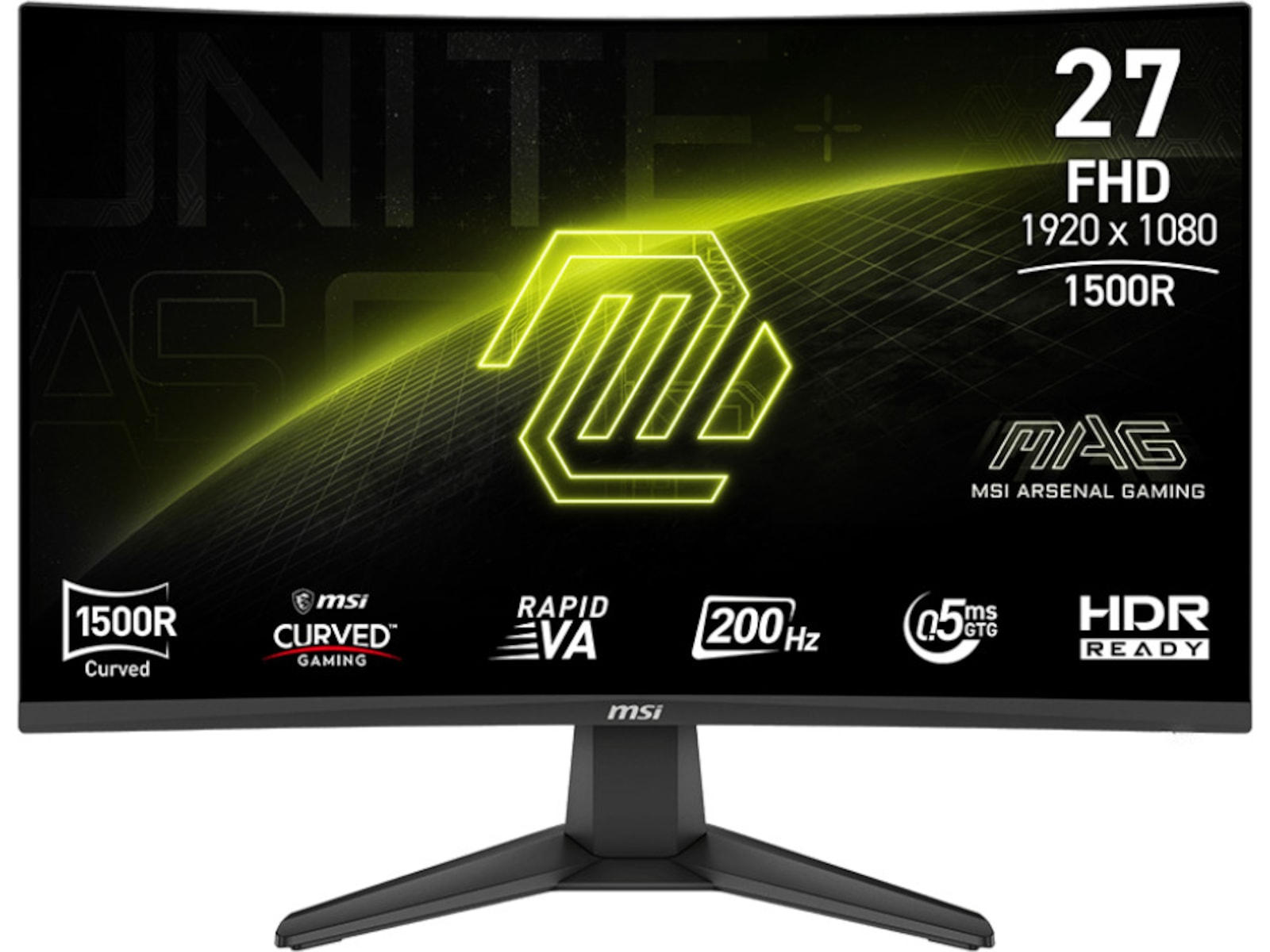 MSI 27" curved gamingskjerm MAG 276CF E20 1920x1080 VA, 200hz, 0,5ms, 3000:1, HDR, 2xHDMI/DP