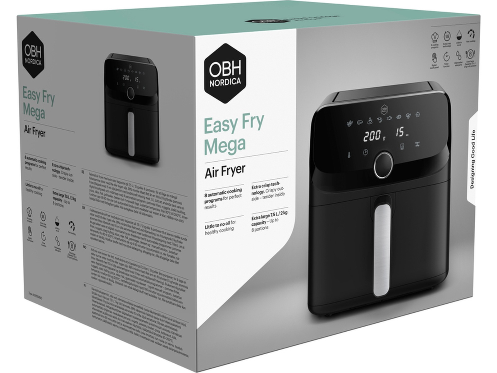 OBH Nordica Easy Fry Mega Airfryer AG8558N0 -B-Grade Demo hjem & fritid