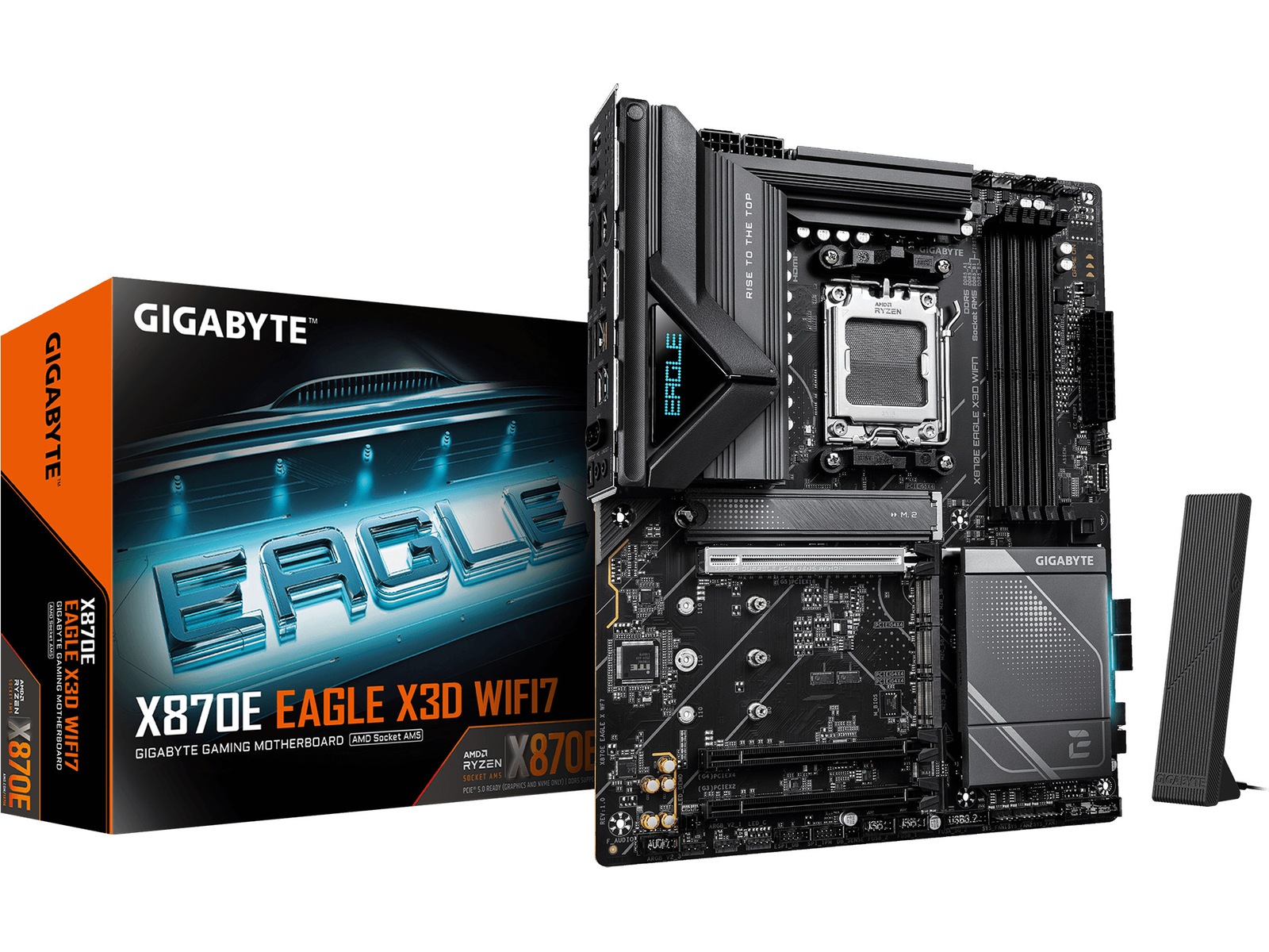 Gigabyte X870E EAGLE X3D WIFI7 Hovedkort AM5, ATX, DDR5, 1x PCIe 5.0