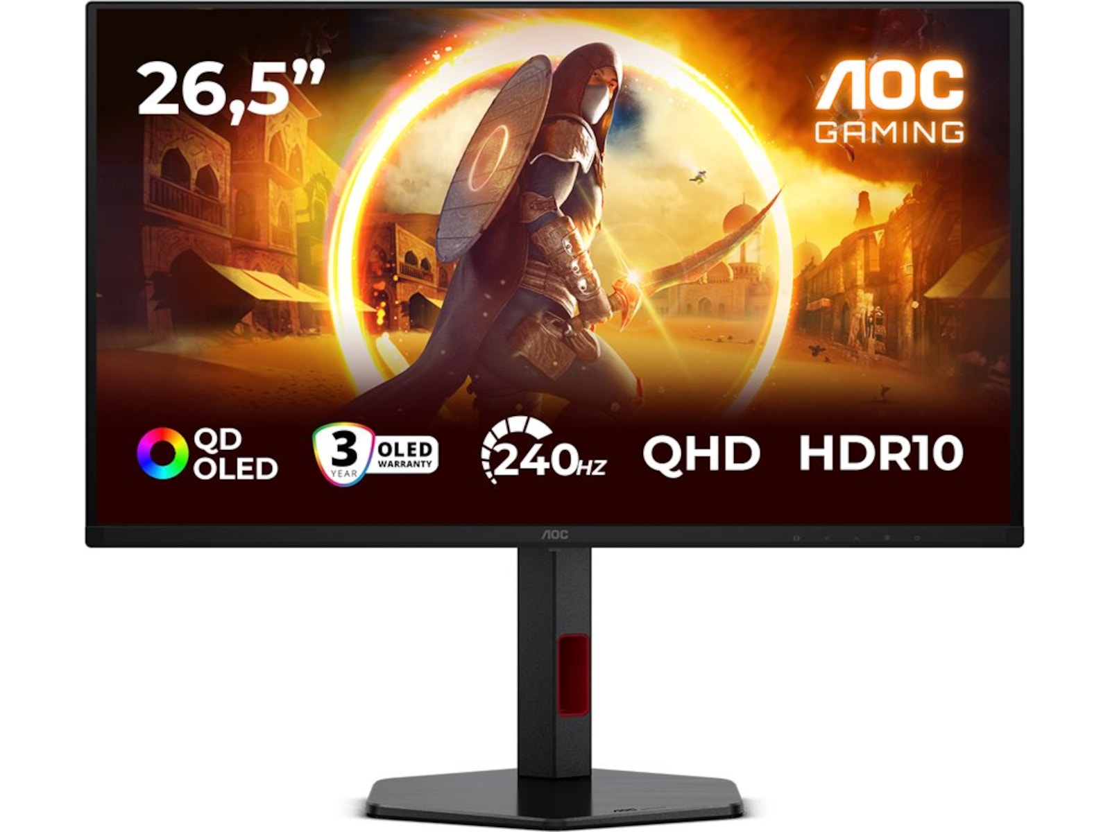 AOC 27" gamingskjerm Q27G4ZDR 2560x1440 QD-OLED, 240hz, 0,03ms, 1,5M:1, HDR10, 2xHDMI/DP