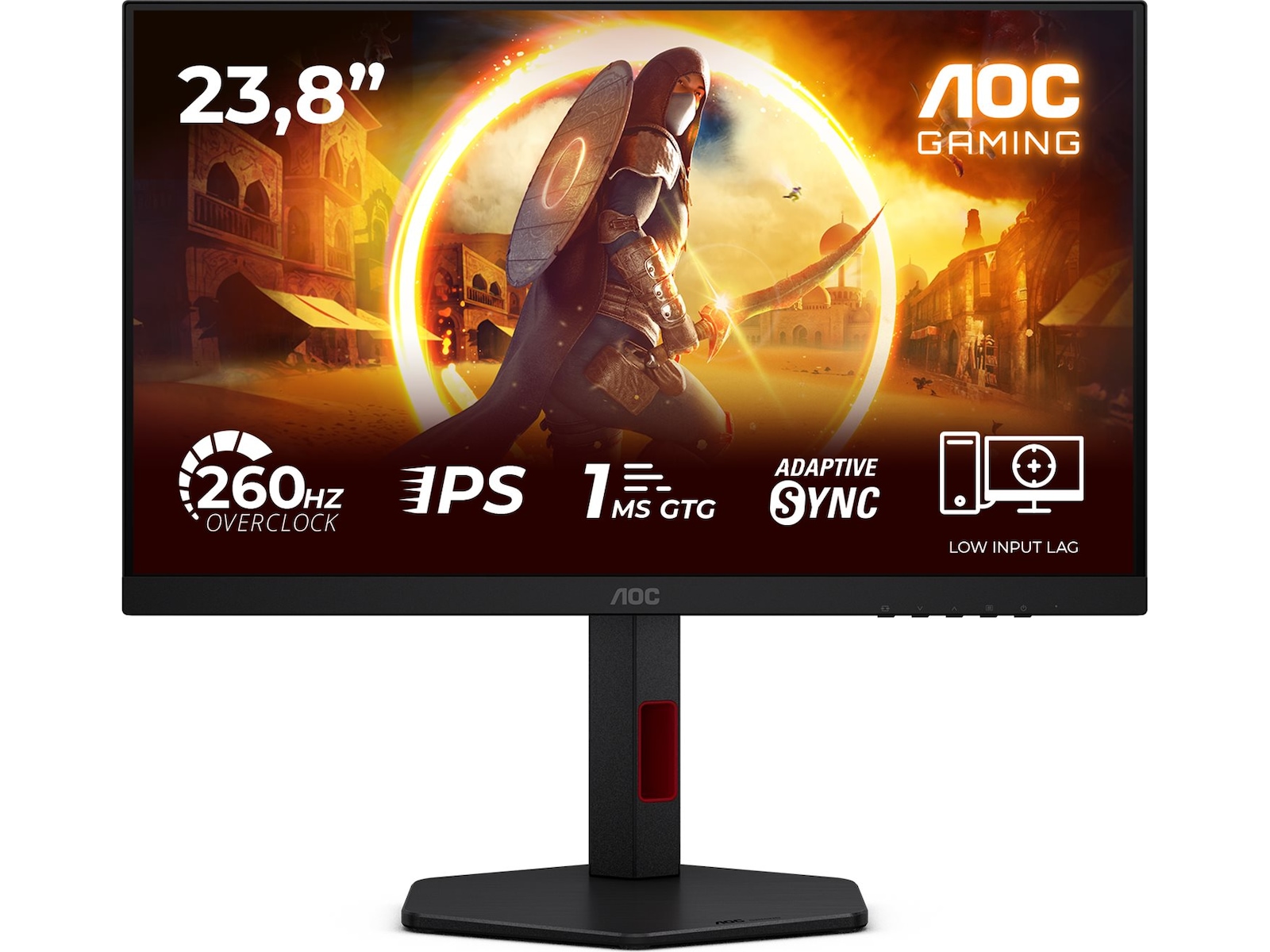 AOC 24" gamingskjerm 24G4ZR 1920x1080 IPS, 260hz, 1ms, 1000:1, 2xHDMI/DP
