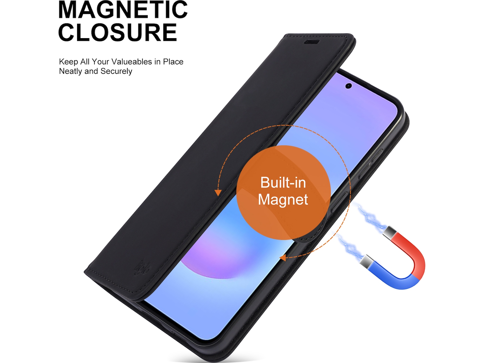 iiglo Galaxy A57 Lommebokdeksel (sort) Mobildeksel