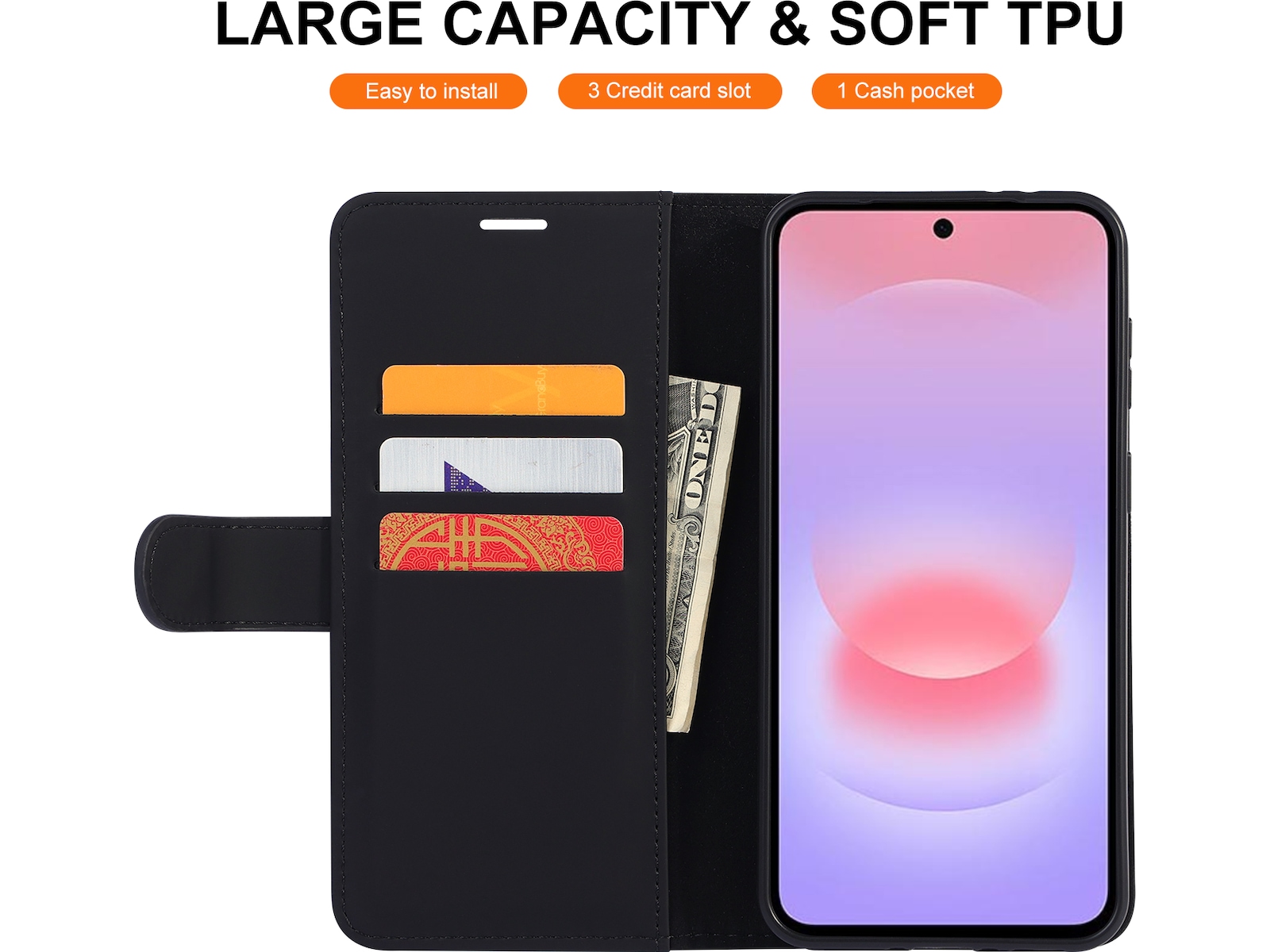 iiglo Galaxy A37 Lommebokdeksel (sort) Mobildeksel