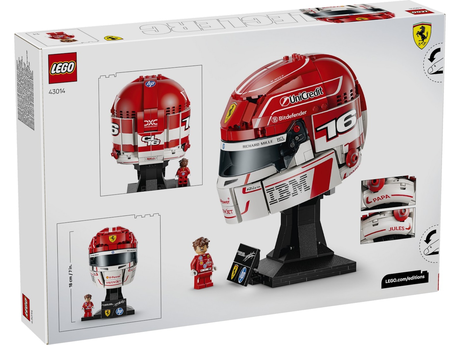 LEGO Editions Formula 1 Scuderia Ferrari HP Charles Leclerc hjelm 43014 LEGO